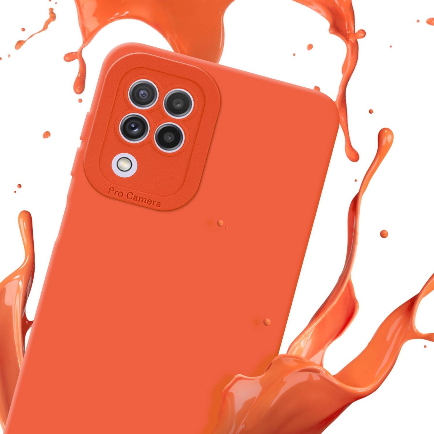 Cadorabo Hülle für Samsung Galaxy A22 4G Schutz Hülle in Orange TPU Silikon Etui Case Handyhülle