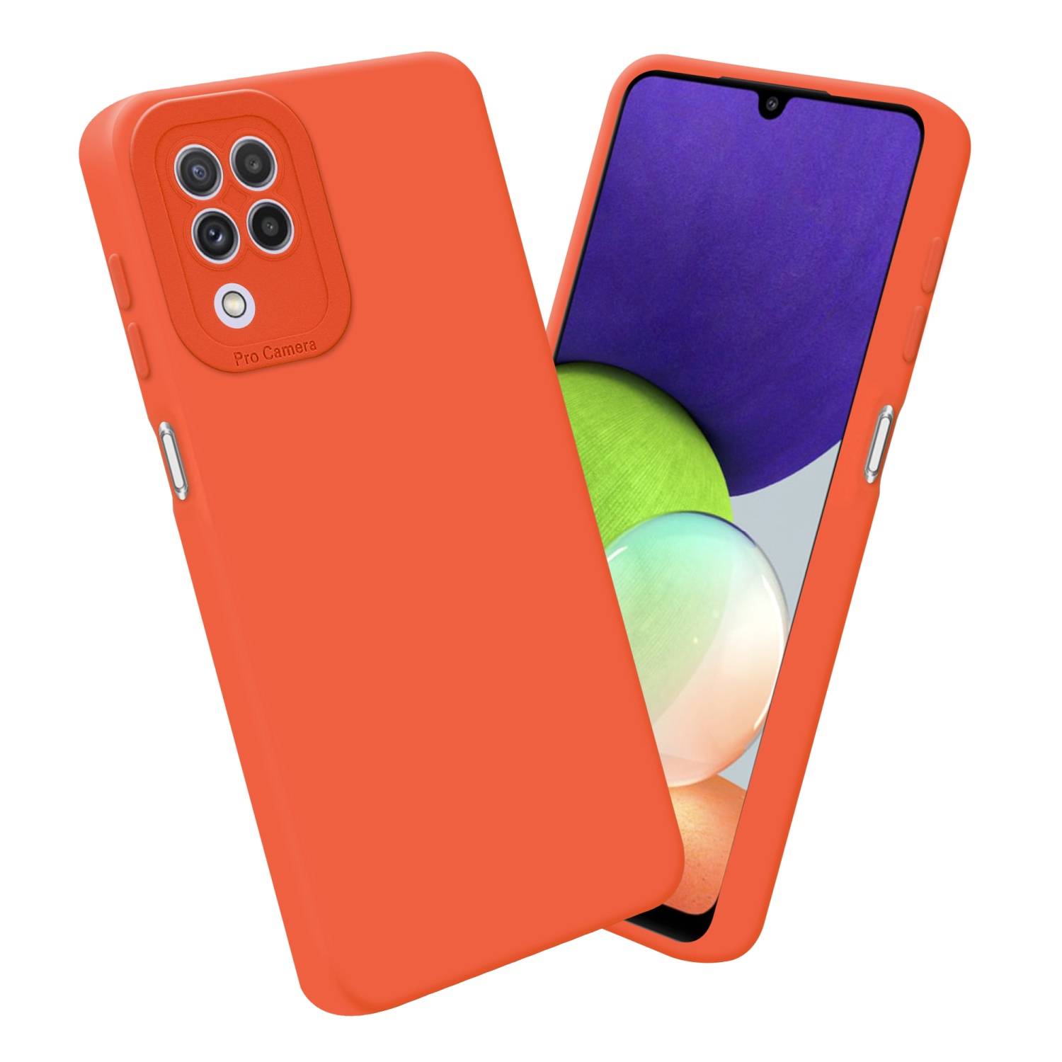 Cadorabo Hülle für Samsung Galaxy A22 4G Schutz Hülle in Orange TPU Silikon Etui Case Handyhülle