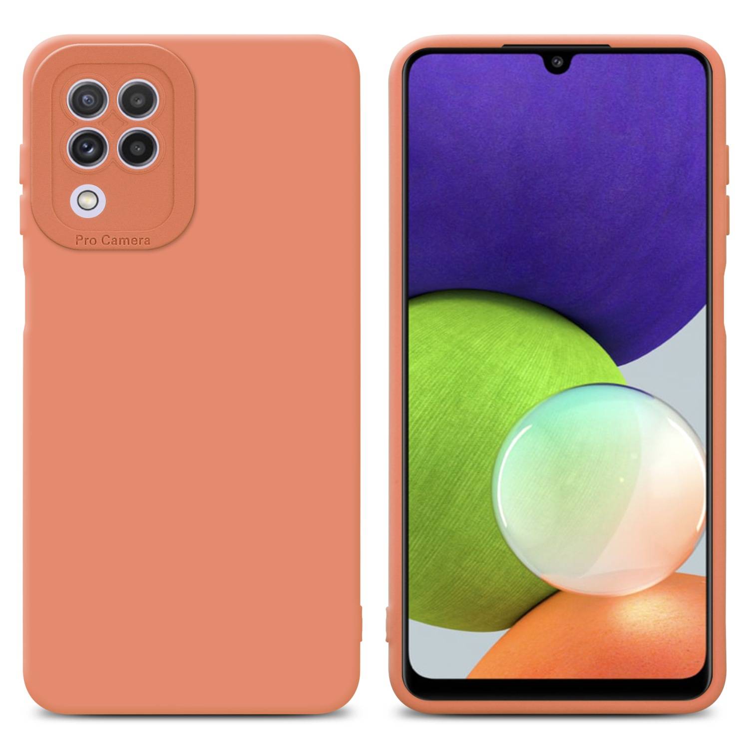 Cadorabo Hülle für Samsung Galaxy A22 4G Schutz Hülle in Orange TPU Silikon Etui Case Handyhülle