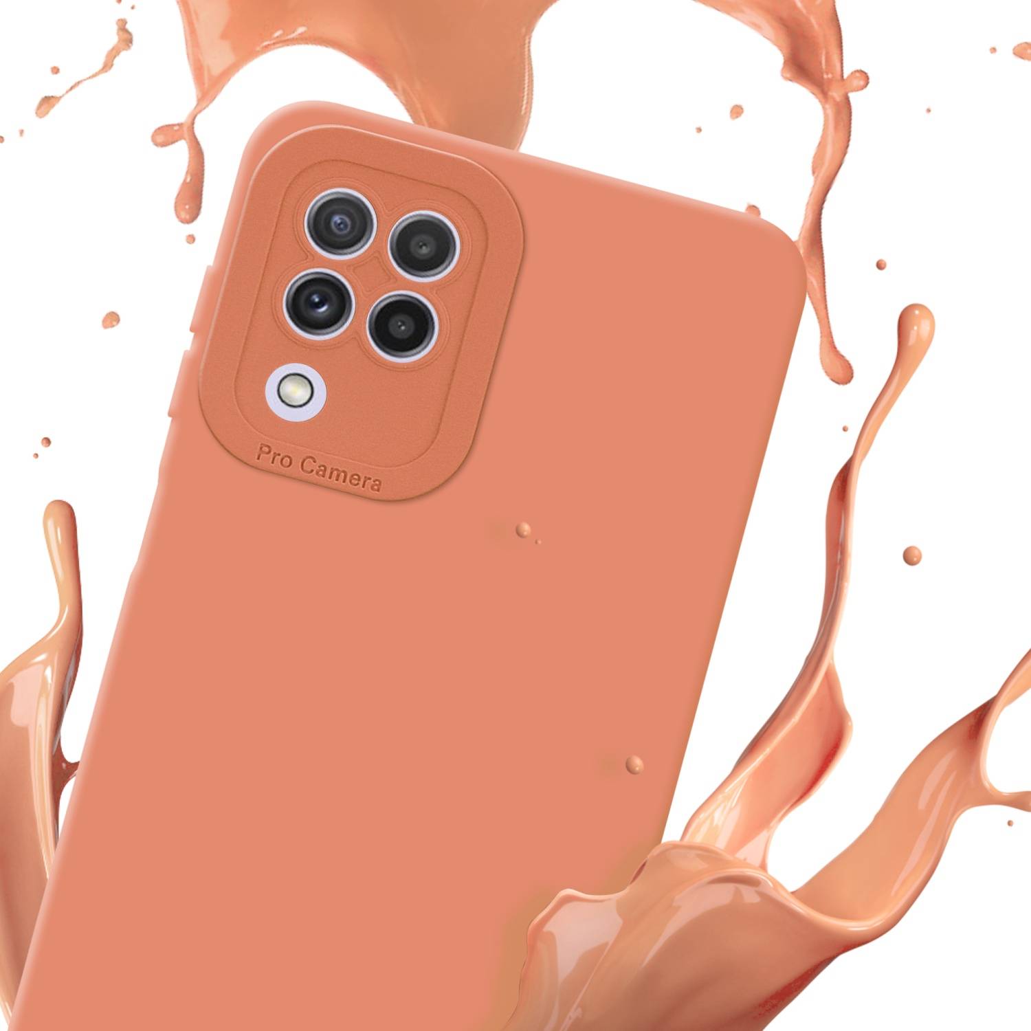 Cadorabo Hülle für Samsung Galaxy A22 4G Schutz Hülle in Orange TPU Silikon Etui Case Handyhülle