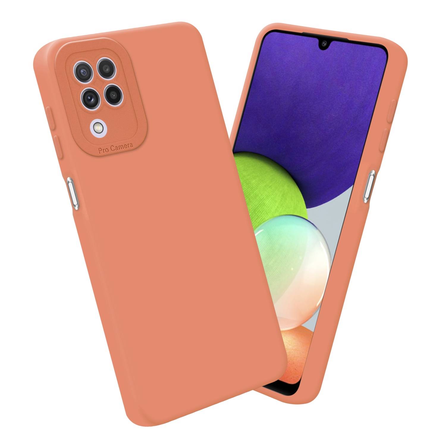 Cadorabo Hülle für Samsung Galaxy A22 4G Schutz Hülle in Orange TPU Silikon Etui Case Handyhülle