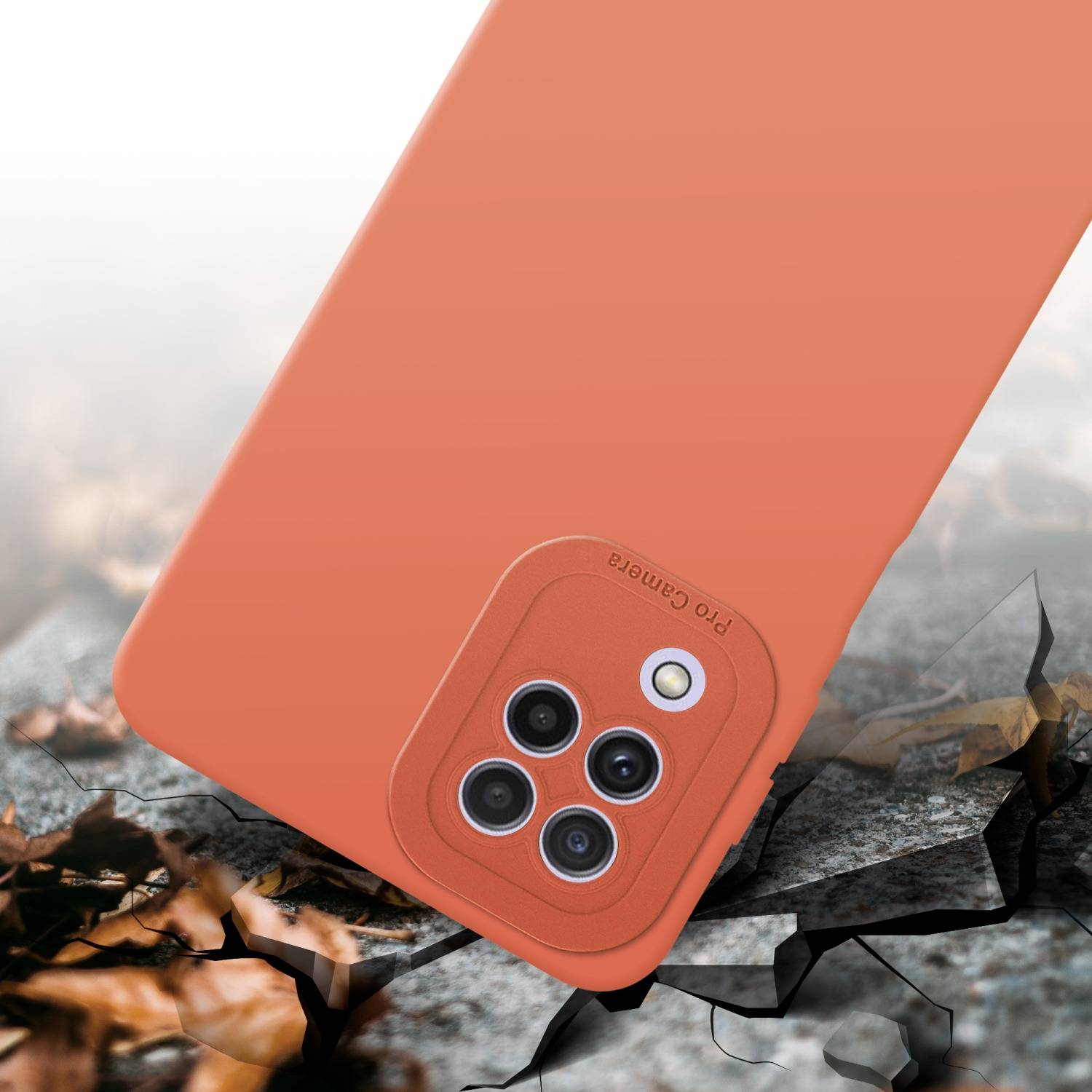 Cadorabo Hülle für Samsung Galaxy A22 4G Schutz Hülle in Orange TPU Silikon Etui Case Handyhülle