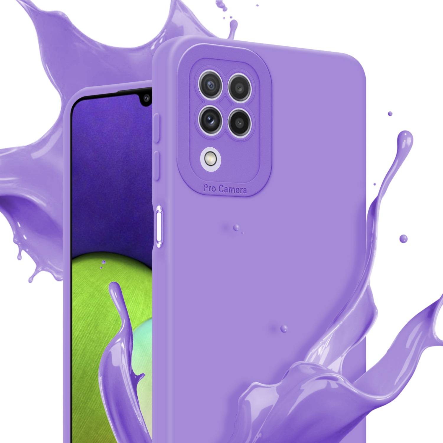 Cadorabo Hülle für Samsung Galaxy A22 4G Schutz Hülle in Lila TPU Silikon Etui Case Handyhülle