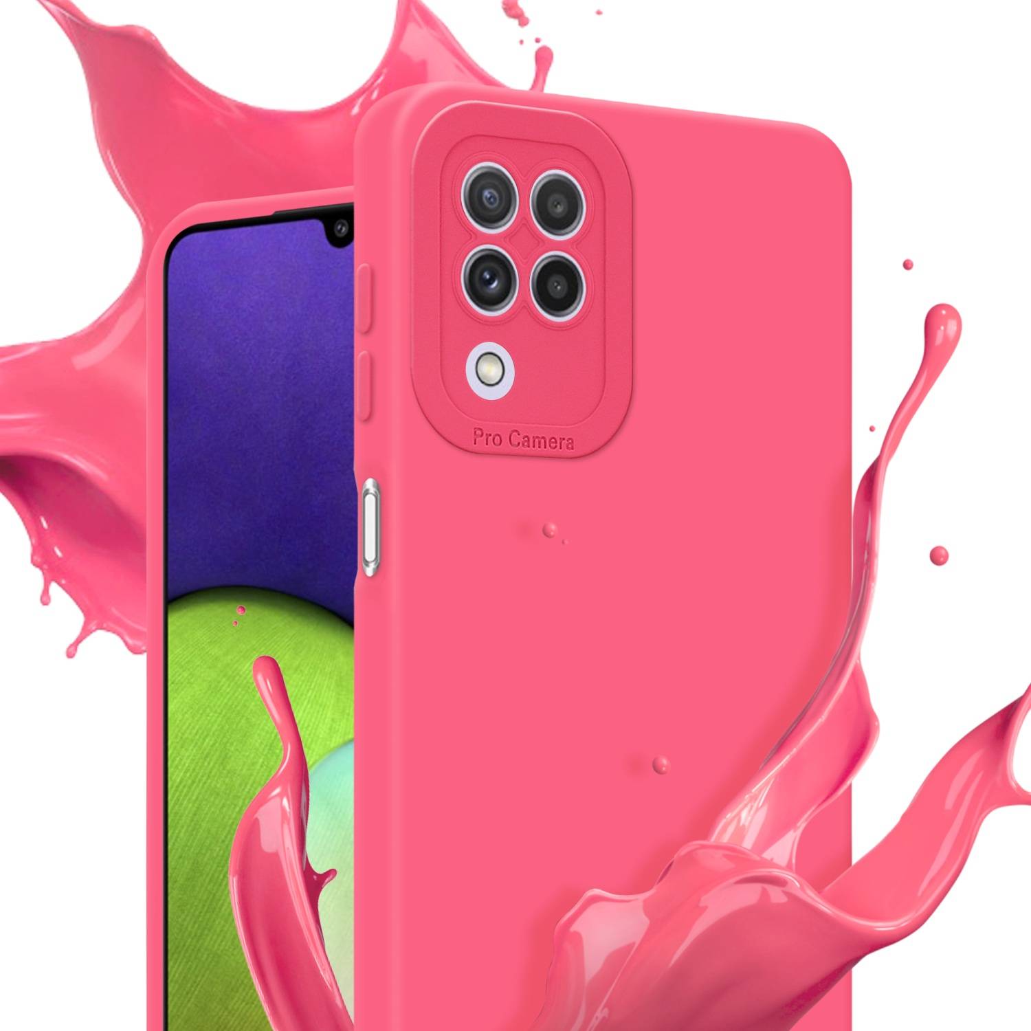 Cadorabo Hülle für Samsung Galaxy A22 4G Schutz Hülle in Rot TPU Silikon Etui Case Handyhülle