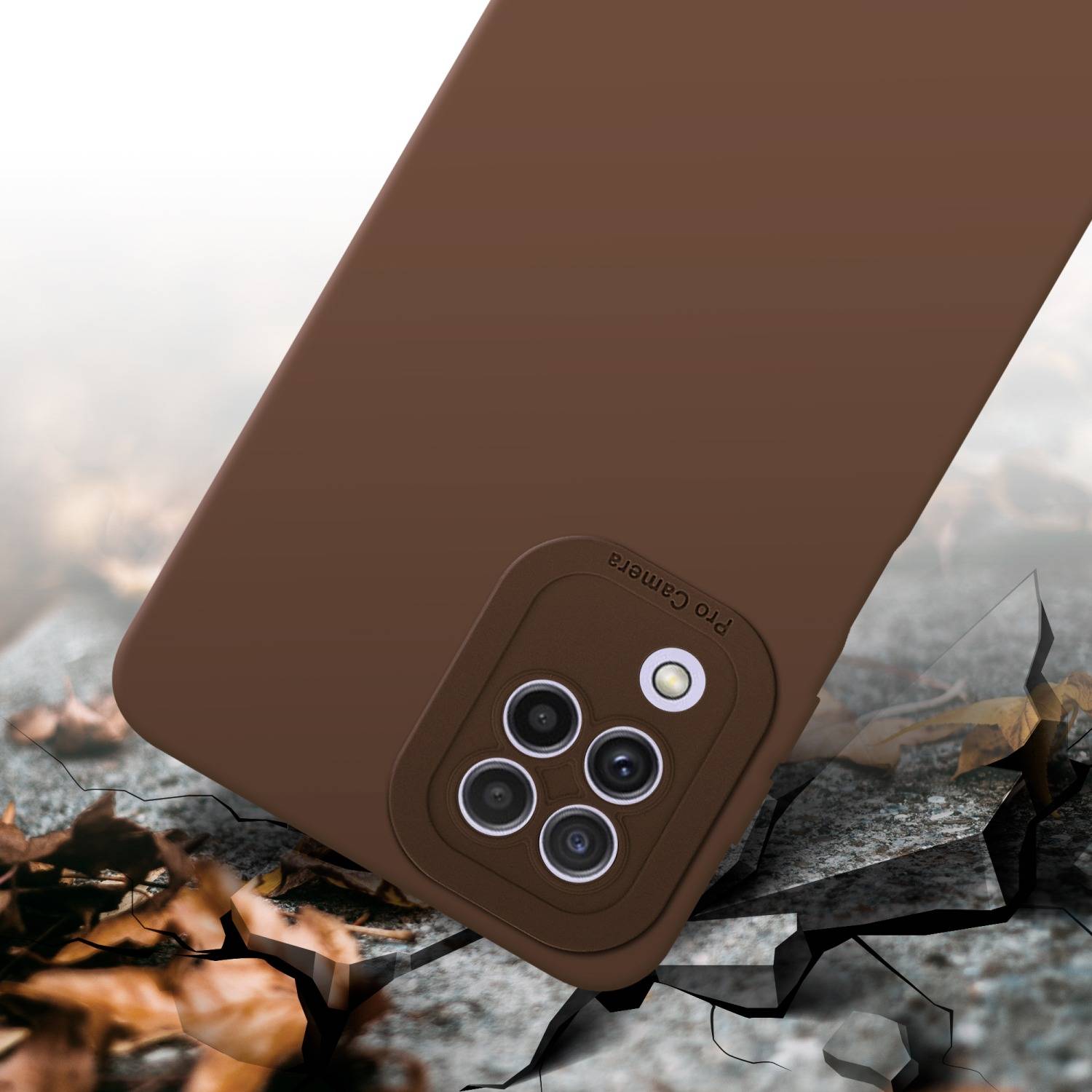 Cadorabo Hülle für Samsung Galaxy A22 4G Schutz Hülle in Braun TPU Silikon Etui Case Handyhülle