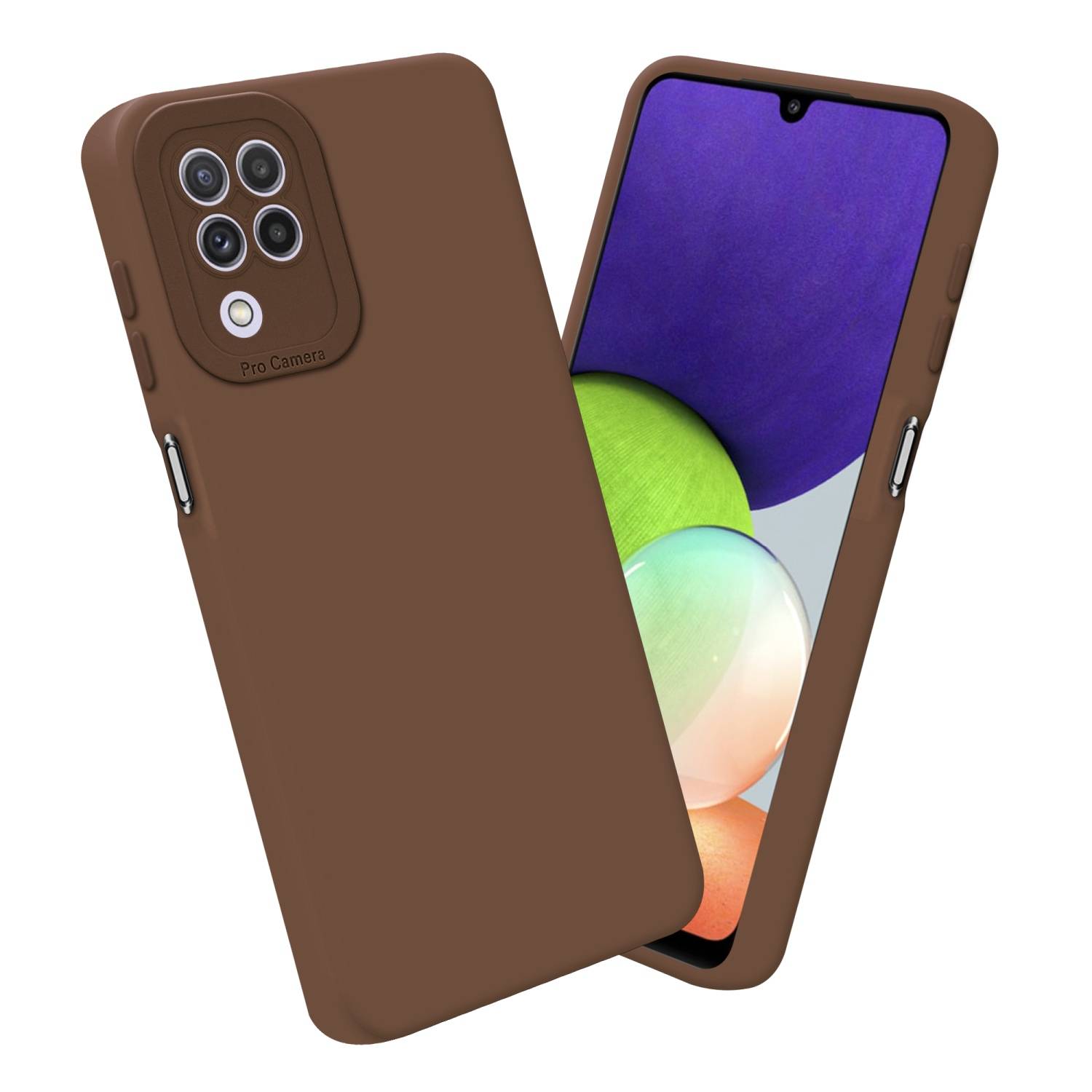 Cadorabo Hülle für Samsung Galaxy A22 4G Schutz Hülle in Braun TPU Silikon Etui Case Handyhülle