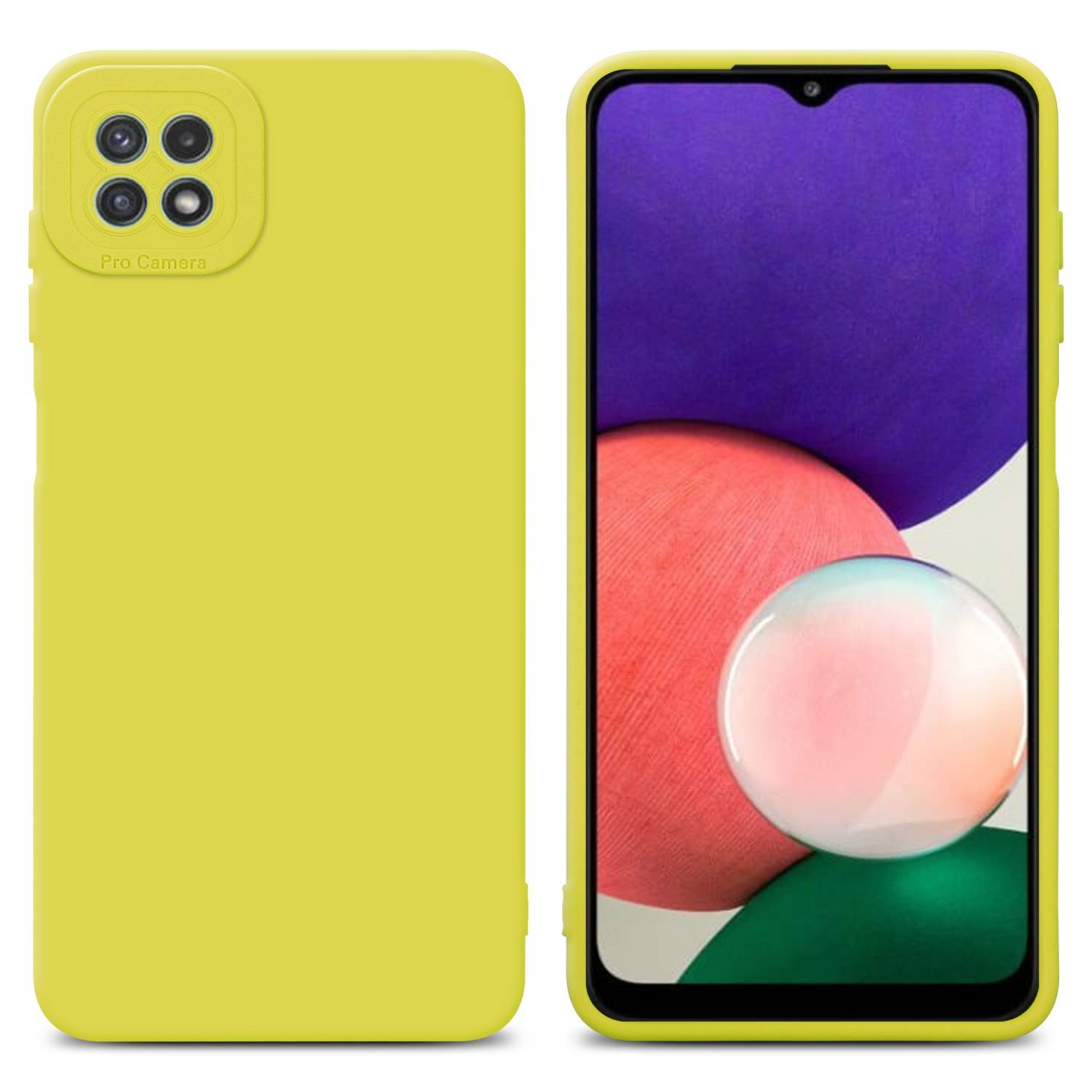 Cadorabo Hülle für Samsung Galaxy A22 5G Schutz Hülle in Gelb TPU Silikon Etui Case Handyhülle