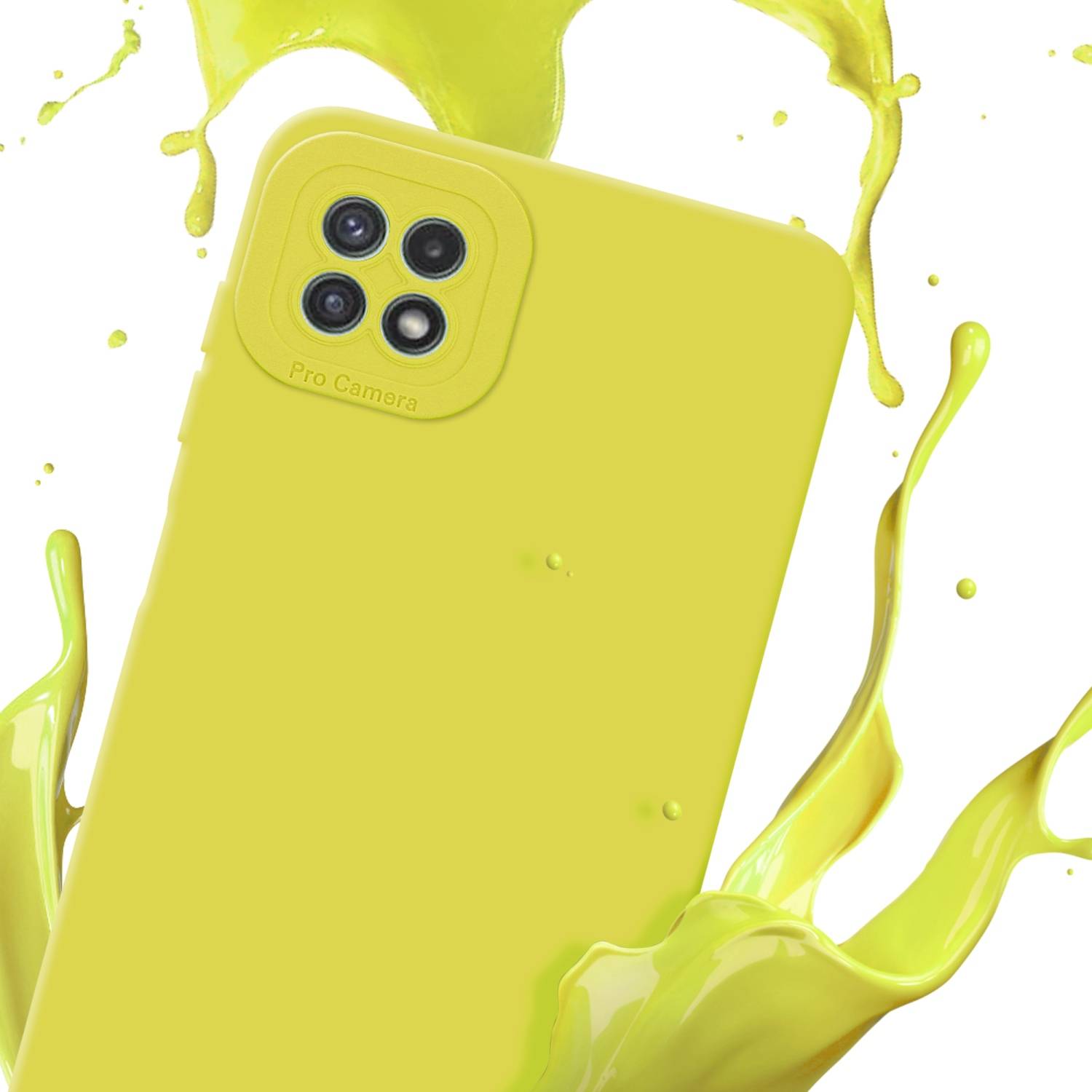 Cadorabo Hülle für Samsung Galaxy A22 5G Schutz Hülle in Gelb TPU Silikon Etui Case Handyhülle