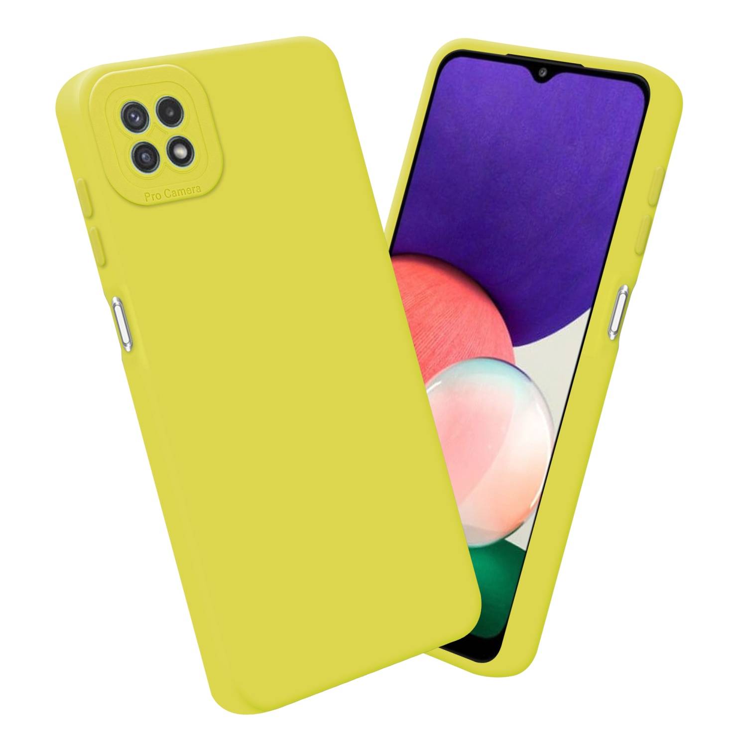 Cadorabo Hülle für Samsung Galaxy A22 5G Schutz Hülle in Gelb TPU Silikon Etui Case Handyhülle
