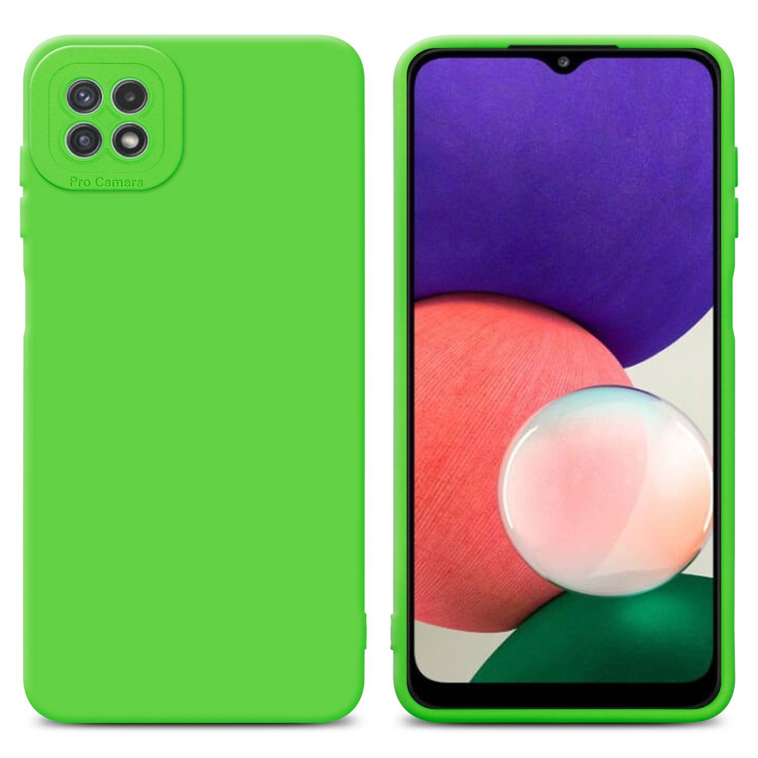 Cadorabo Hülle für Samsung Galaxy A22 5G Schutz Hülle in Grün TPU Silikon Etui Case Handyhülle