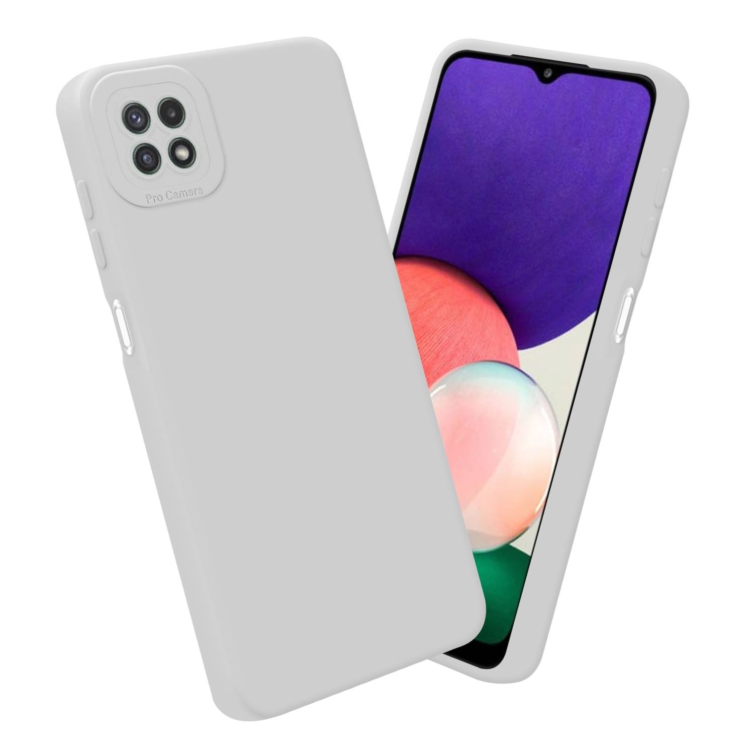 Cadorabo Hülle für Samsung Galaxy A22 5G Schutz Hülle in Weiß TPU Silikon Etui Case Handyhülle