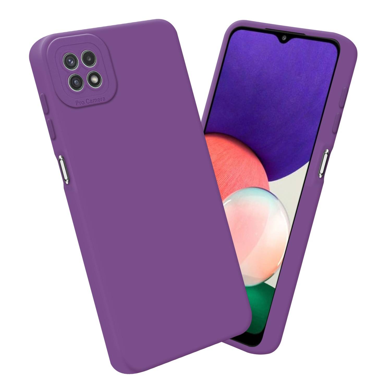 Cadorabo Hülle für Samsung Galaxy A22 5G Schutz Hülle in Lila TPU Silikon Etui Case Handyhülle