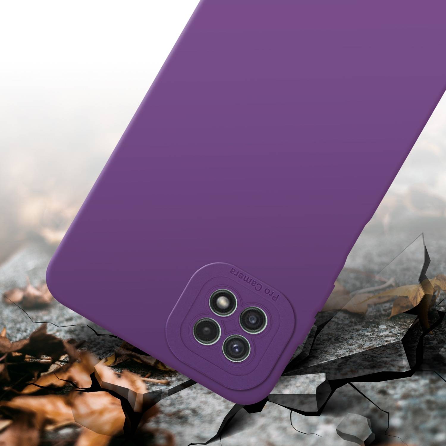 Cadorabo Hülle für Samsung Galaxy A22 5G Schutz Hülle in Lila TPU Silikon Etui Case Handyhülle