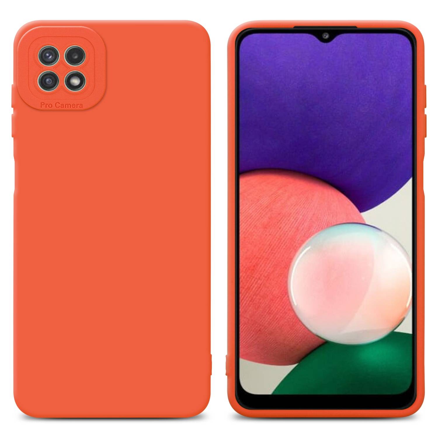 Cadorabo Hülle für Samsung Galaxy A22 5G Schutz Hülle in Orange TPU Silikon Etui Case Handyhülle