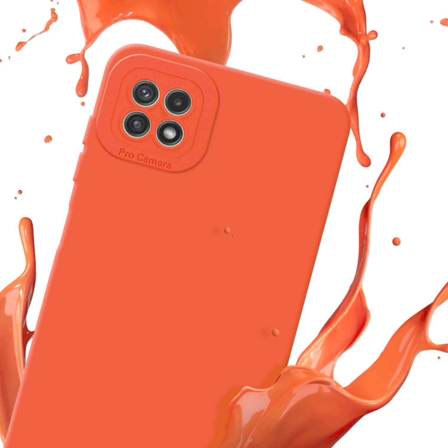Cadorabo Hülle für Samsung Galaxy A22 5G Schutz Hülle in Orange TPU Silikon Etui Case Handyhülle