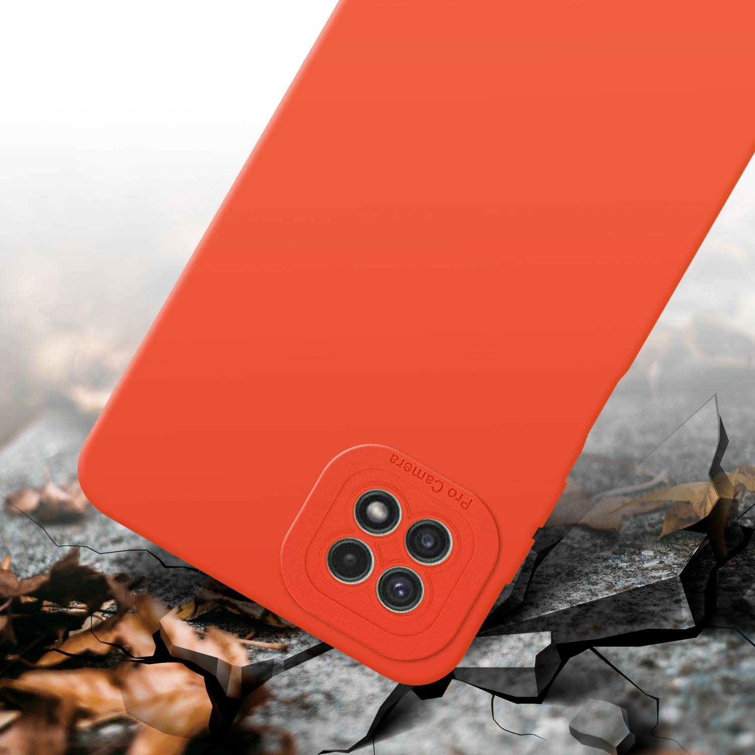 Cadorabo Hülle für Samsung Galaxy A22 5G Schutz Hülle in Orange TPU Silikon Etui Case Handyhülle