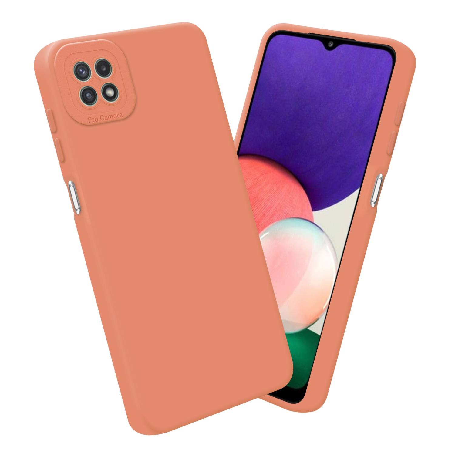 Cadorabo Hülle für Samsung Galaxy A22 5G Schutz Hülle in Orange TPU Silikon Etui Case Handyhülle