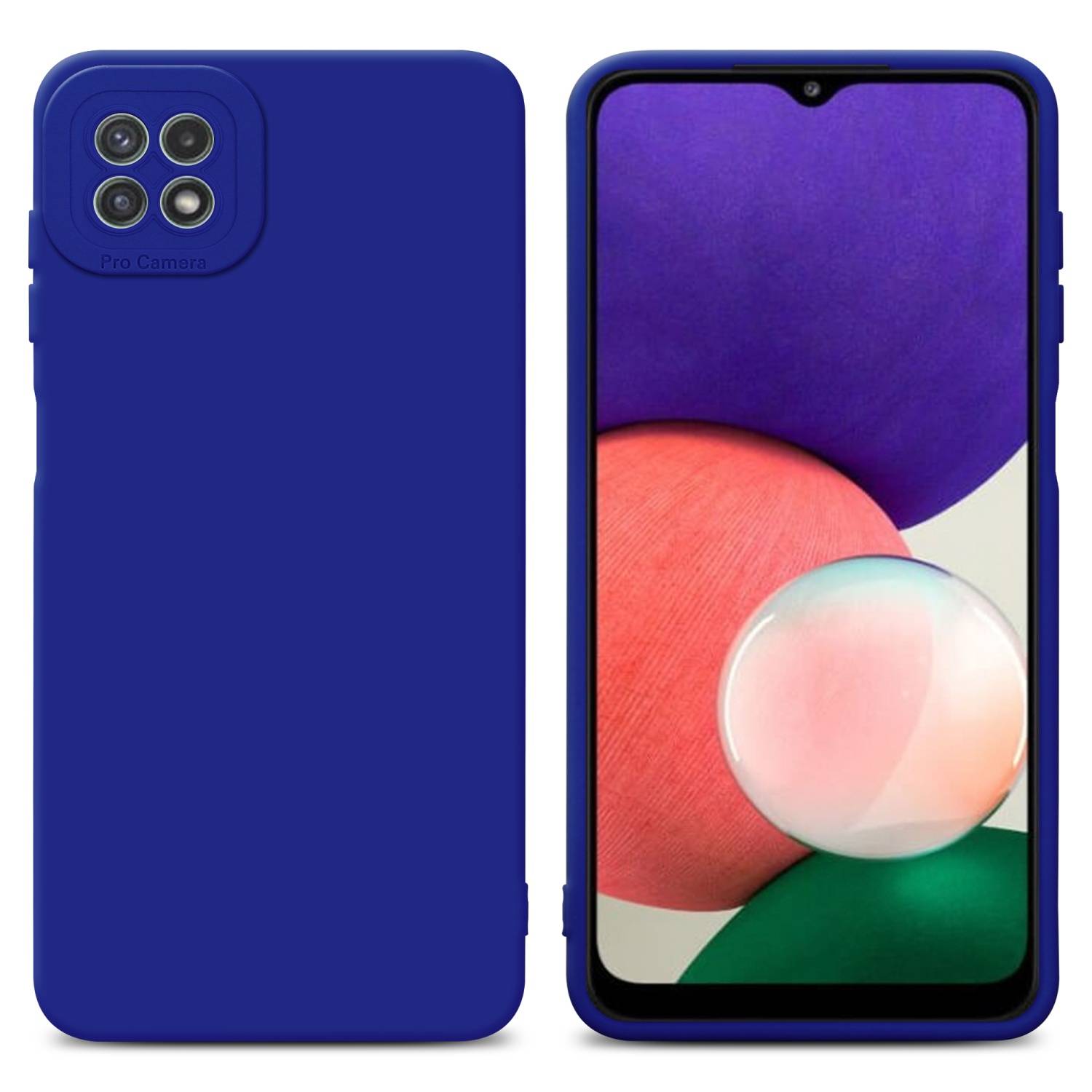 Cadorabo Hülle für Samsung Galaxy A22 5G Schutz Hülle in Blau TPU Silikon Etui Case Handyhülle