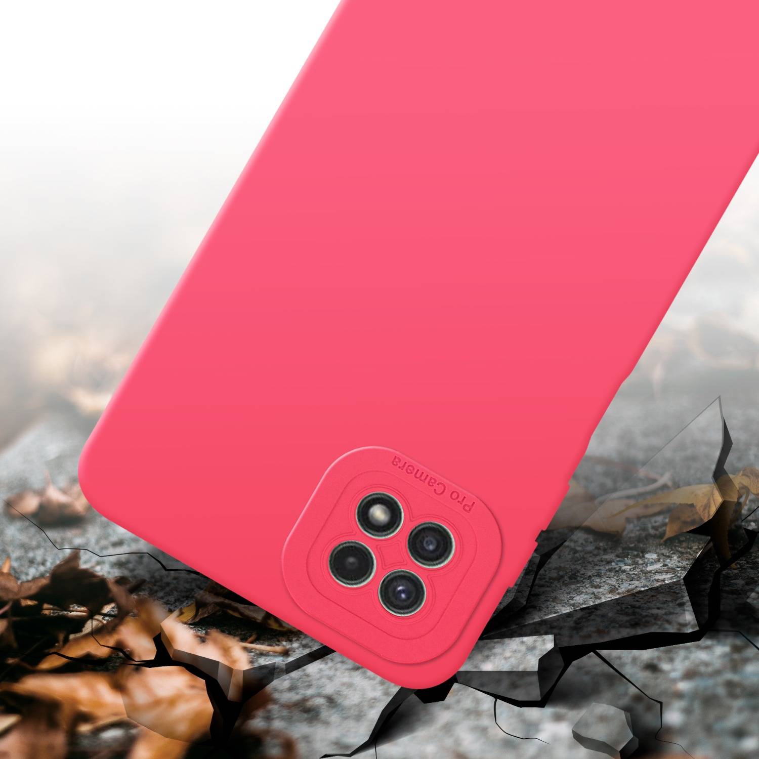 Cadorabo Hülle für Samsung Galaxy A22 5G Schutz Hülle in Rot TPU Silikon Etui Case Handyhülle