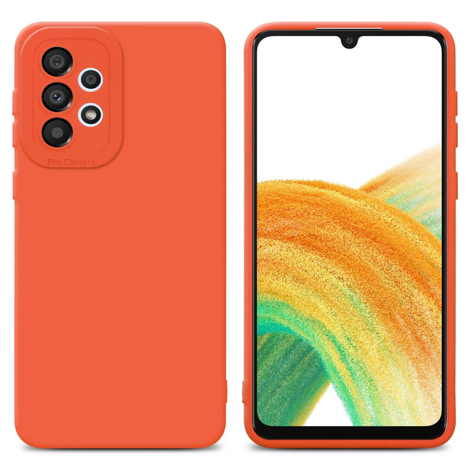 Cadorabo Hülle für Samsung Galaxy A32 4G Schutz Hülle in Orange TPU Silikon Etui Case Handyhülle