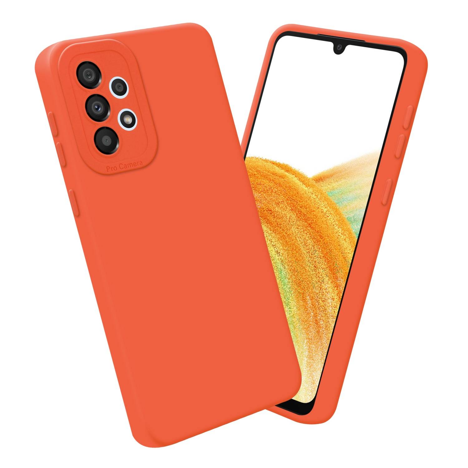 Cadorabo Hülle für Samsung Galaxy A32 4G Schutz Hülle in Orange TPU Silikon Etui Case Handyhülle