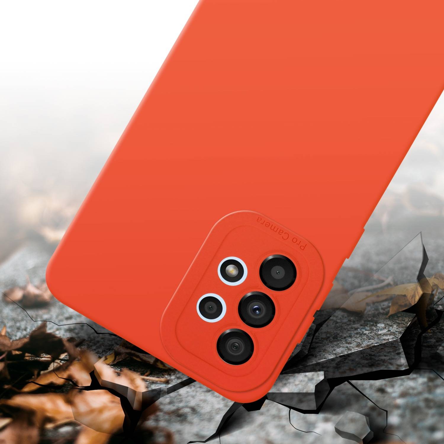 Cadorabo Hülle für Samsung Galaxy A32 4G Schutz Hülle in Orange TPU Silikon Etui Case Handyhülle