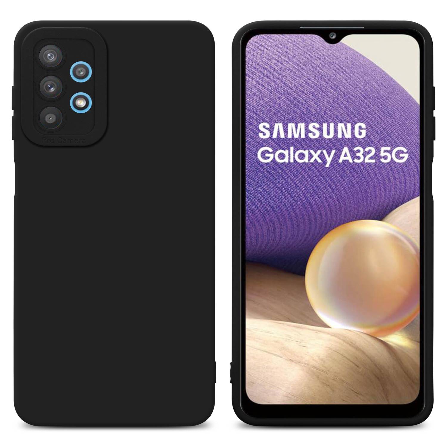 Cadorabo Hülle für Samsung Galaxy A32 5G Schutz Hülle in Schwarz TPU Silikon Etui Case Handyhülle