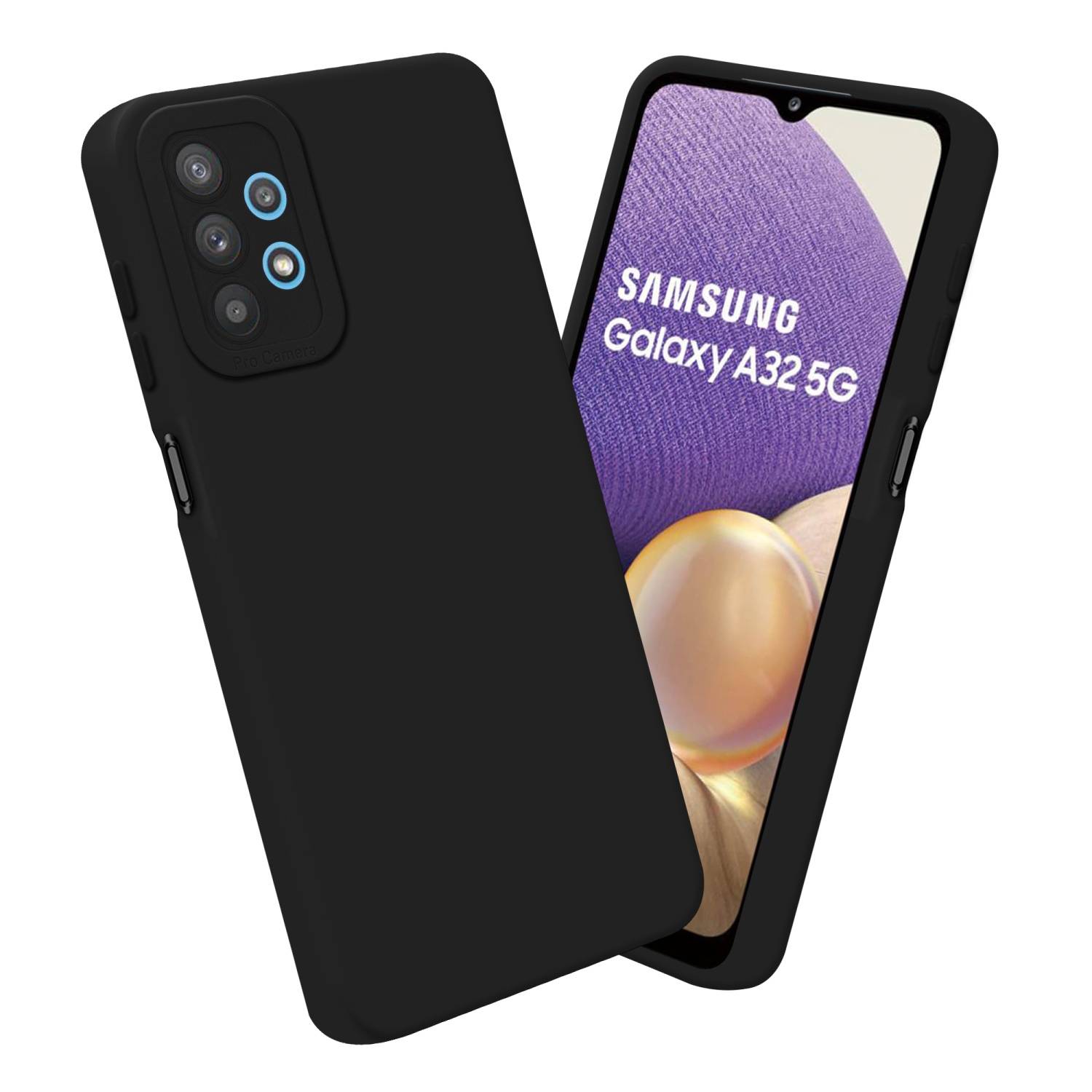 Cadorabo Hülle für Samsung Galaxy A32 5G Schutz Hülle in Schwarz TPU Silikon Etui Case Handyhülle