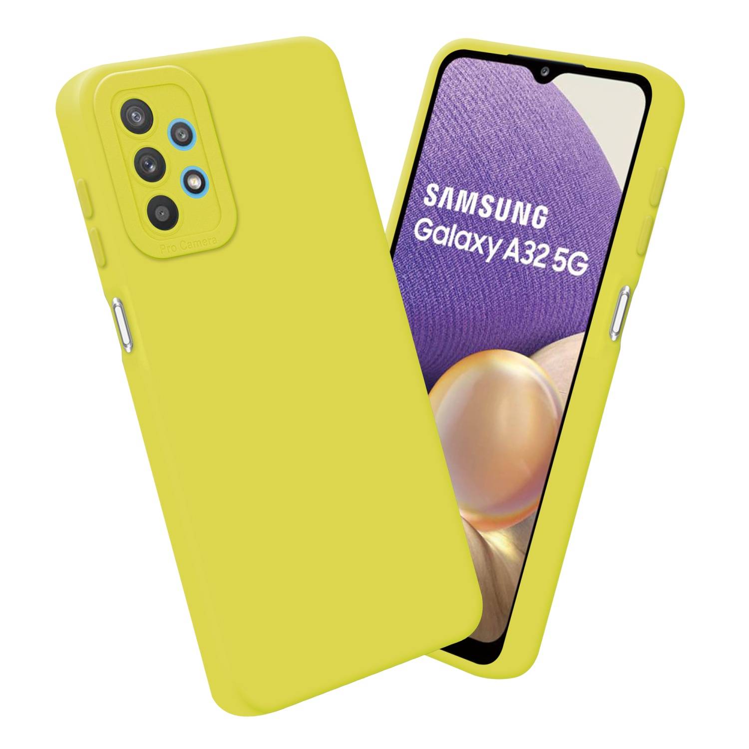 Cadorabo Hülle für Samsung Galaxy A32 5G Schutz Hülle in Gelb TPU Silikon Etui Case Handyhülle