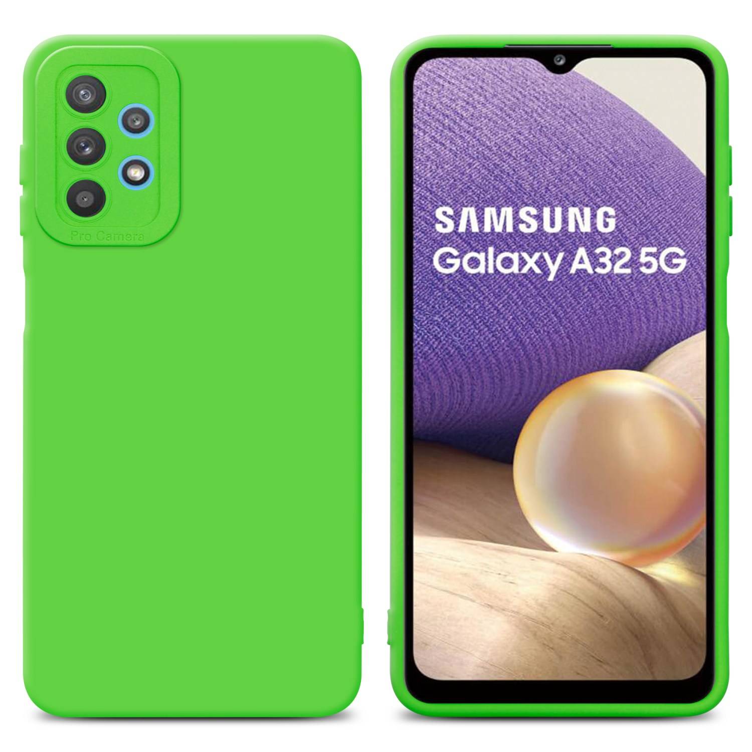 Cadorabo Hülle für Samsung Galaxy A32 5G Schutz Hülle in Grün TPU Silikon Etui Case Handyhülle