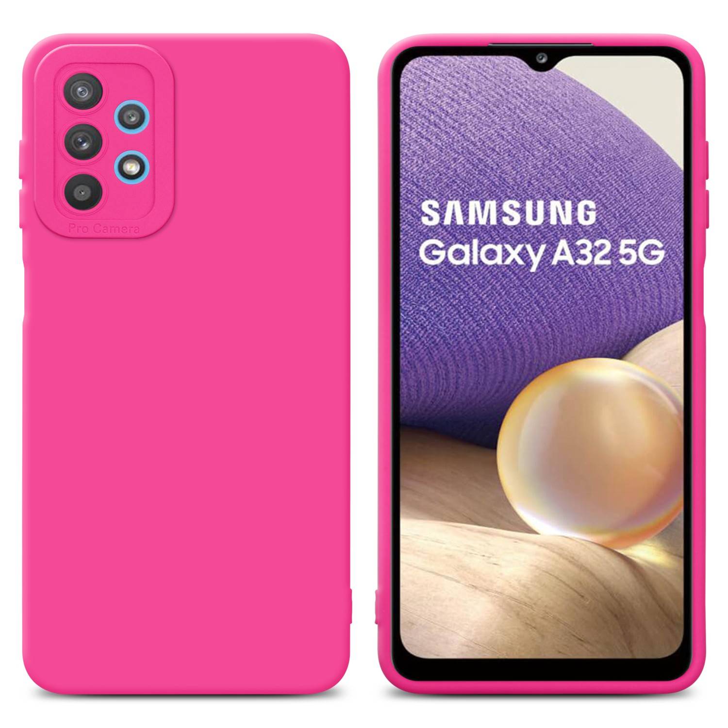 Cadorabo Hülle für Samsung Galaxy A32 5G Schutz Hülle in Pink TPU Silikon Etui Case Handyhülle