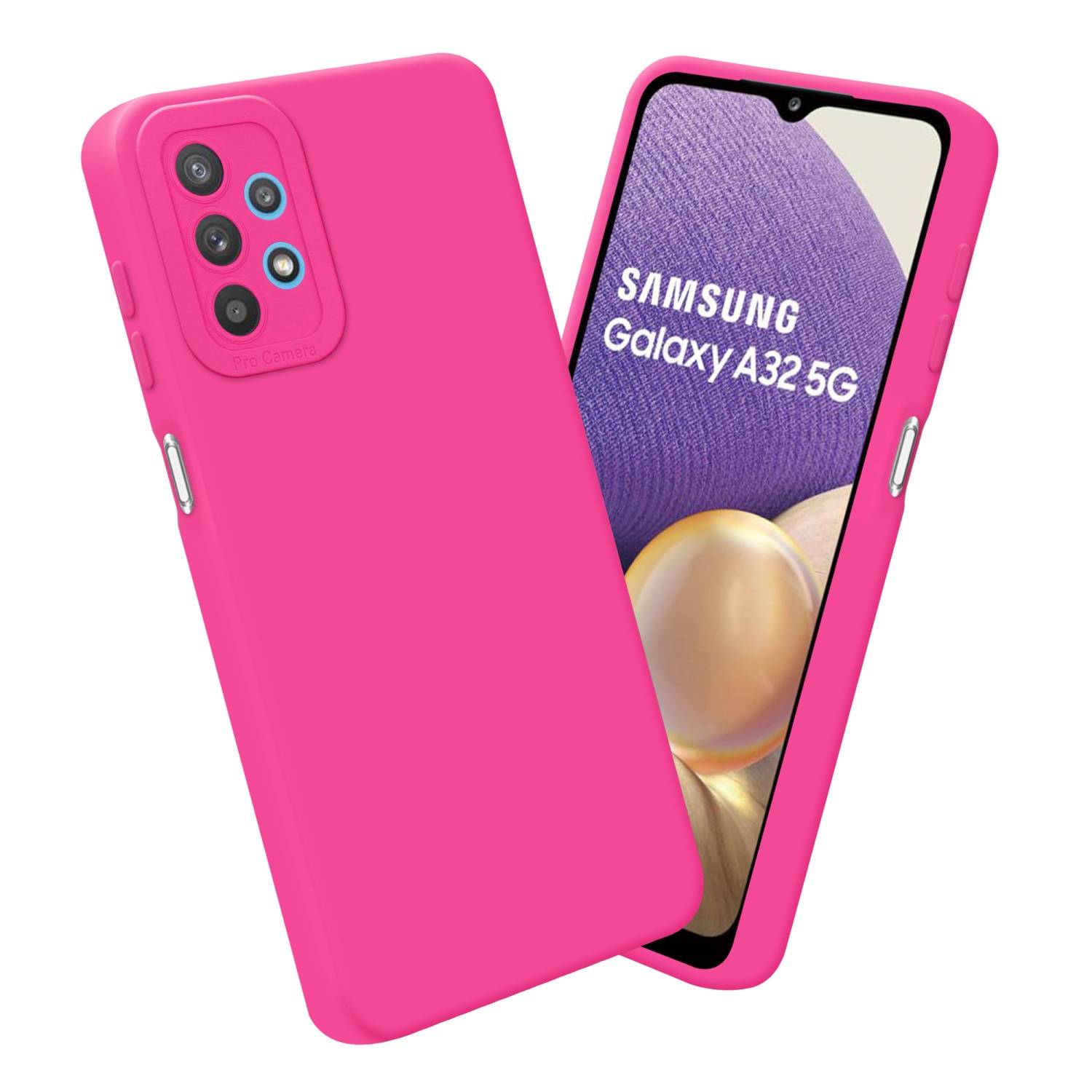 Cadorabo Hülle für Samsung Galaxy A32 5G Schutz Hülle in Pink TPU Silikon Etui Case Handyhülle