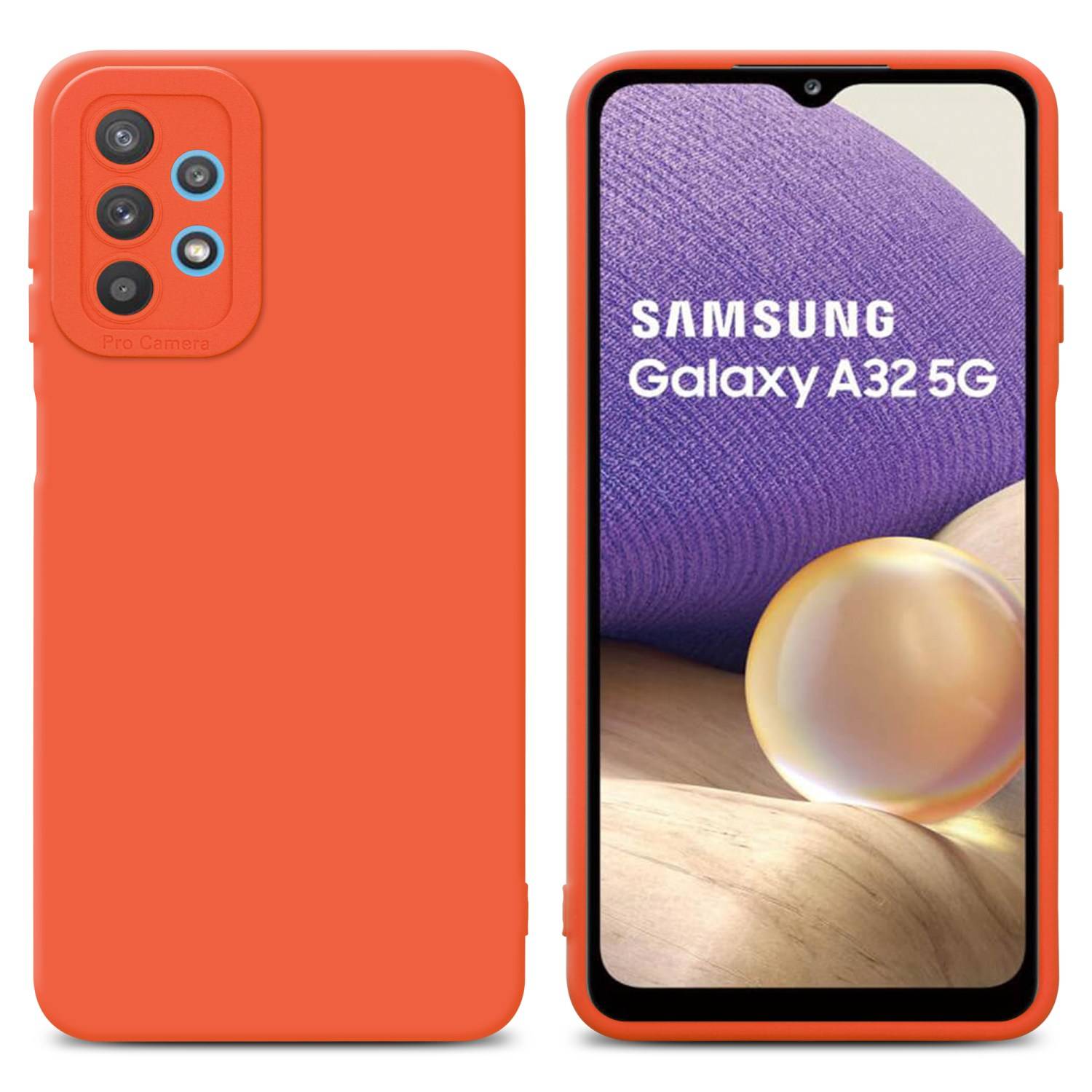 Cadorabo Hülle für Samsung Galaxy A32 5G Schutz Hülle in Orange TPU Silikon Etui Case Handyhülle