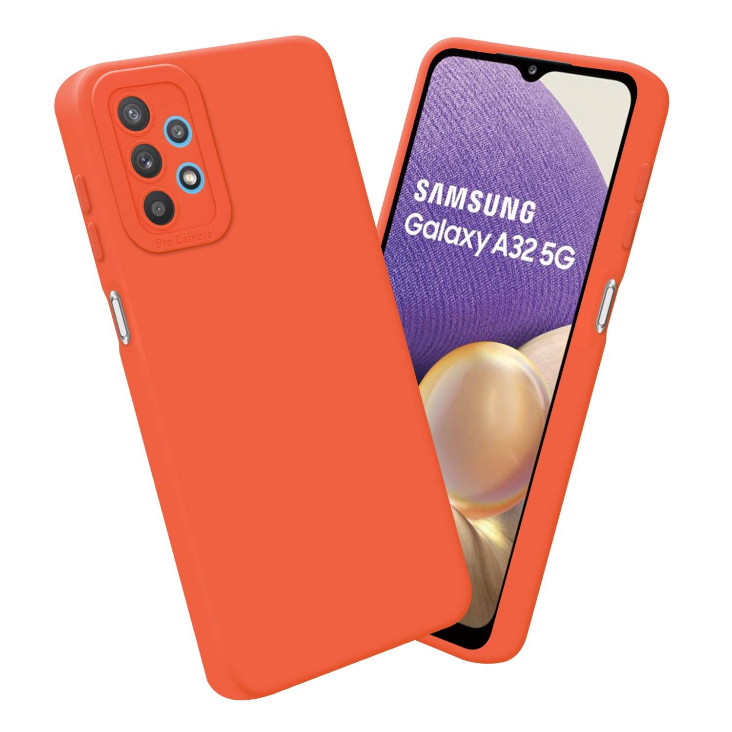 Cadorabo Hülle für Samsung Galaxy A32 5G Schutz Hülle in Orange TPU Silikon Etui Case Handyhülle