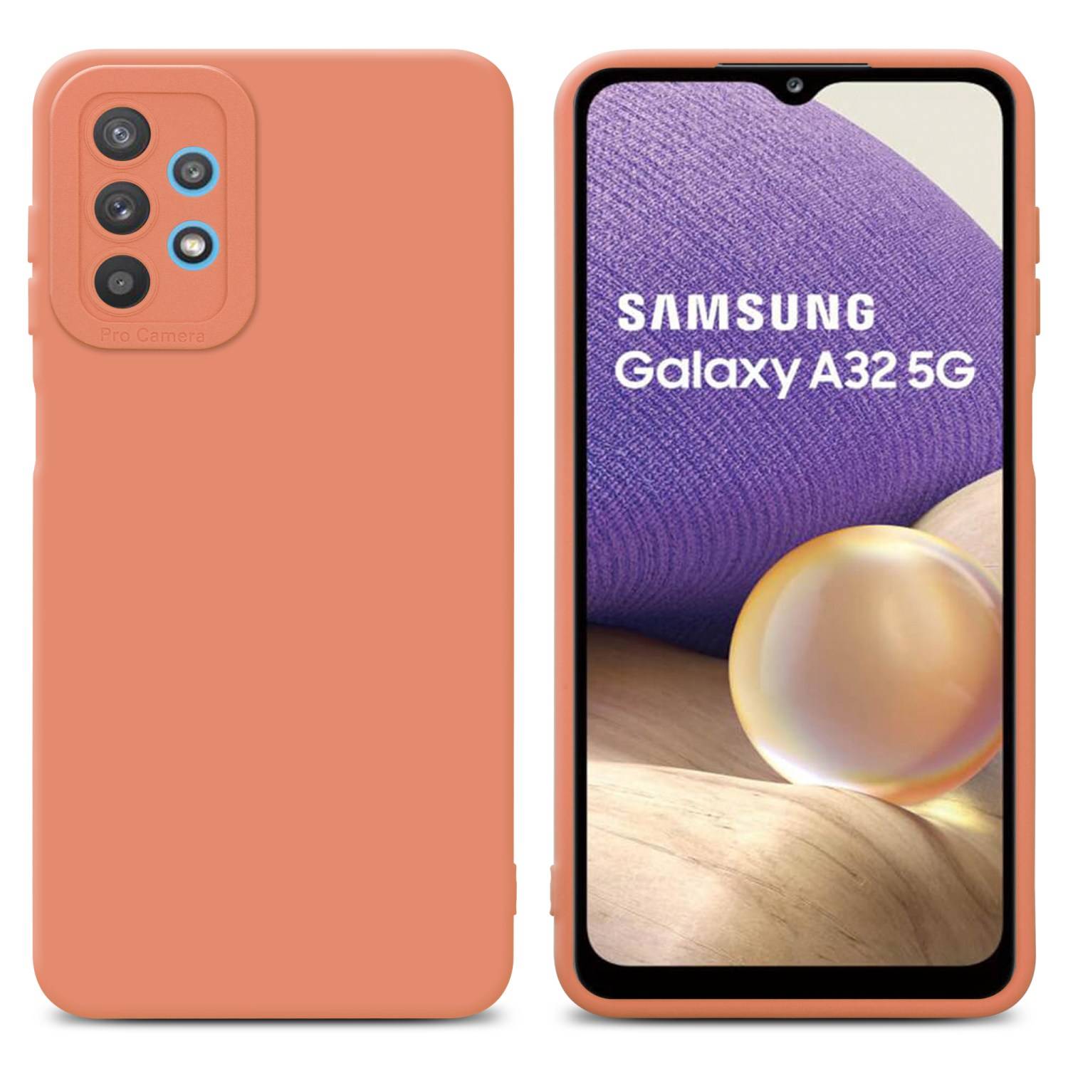 Cadorabo Hülle für Samsung Galaxy A32 5G Schutz Hülle in Orange TPU Silikon Etui Case Handyhülle