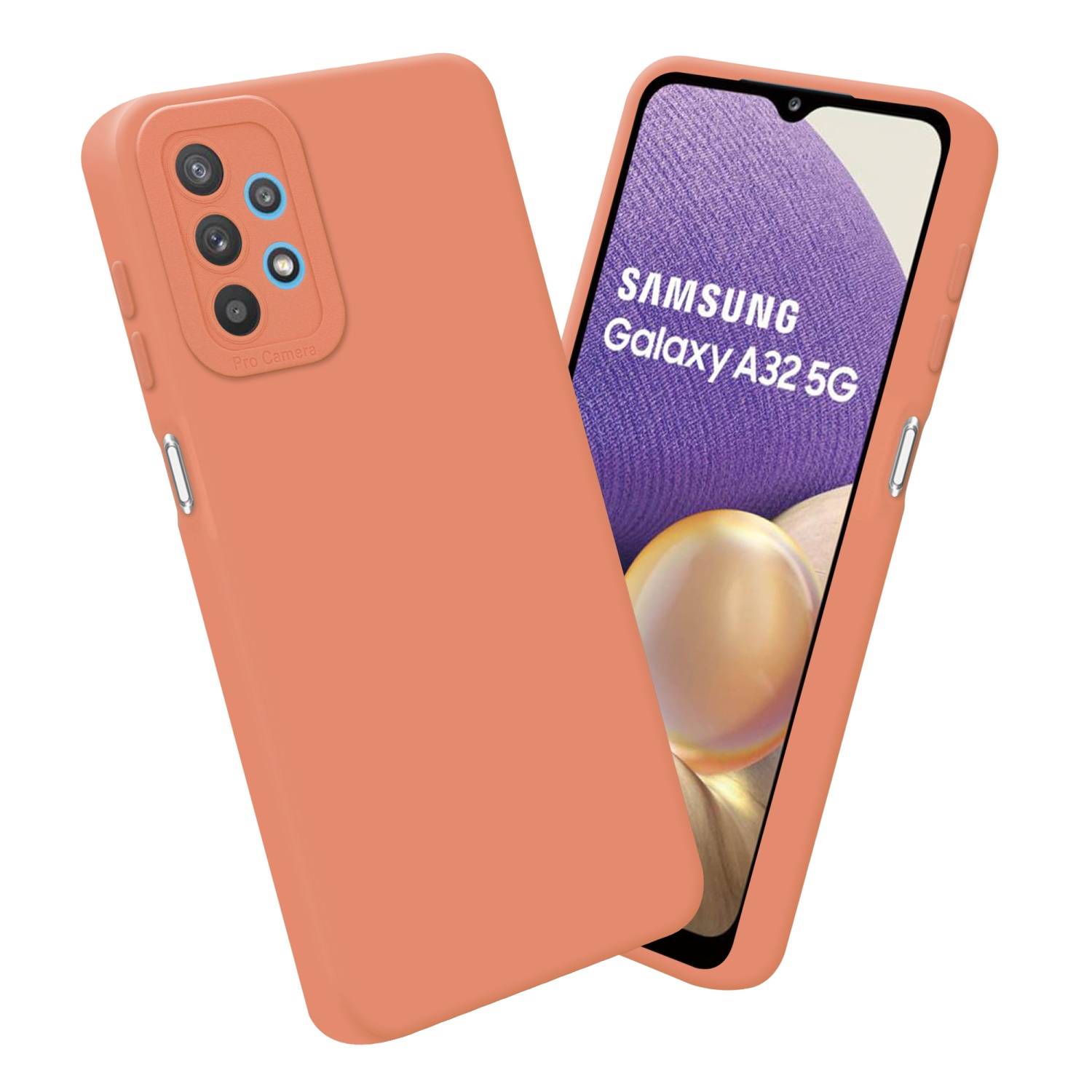 Cadorabo Hülle für Samsung Galaxy A32 5G Schutz Hülle in Orange TPU Silikon Etui Case Handyhülle