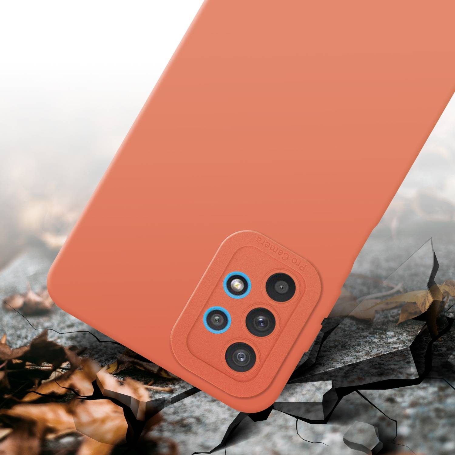 Cadorabo Hülle für Samsung Galaxy A32 5G Schutz Hülle in Orange TPU Silikon Etui Case Handyhülle