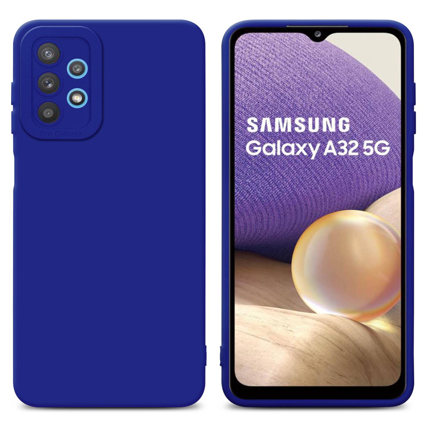 Cadorabo Hülle für Samsung Galaxy A32 5G Schutz Hülle in Blau TPU Silikon Etui Case Handyhülle