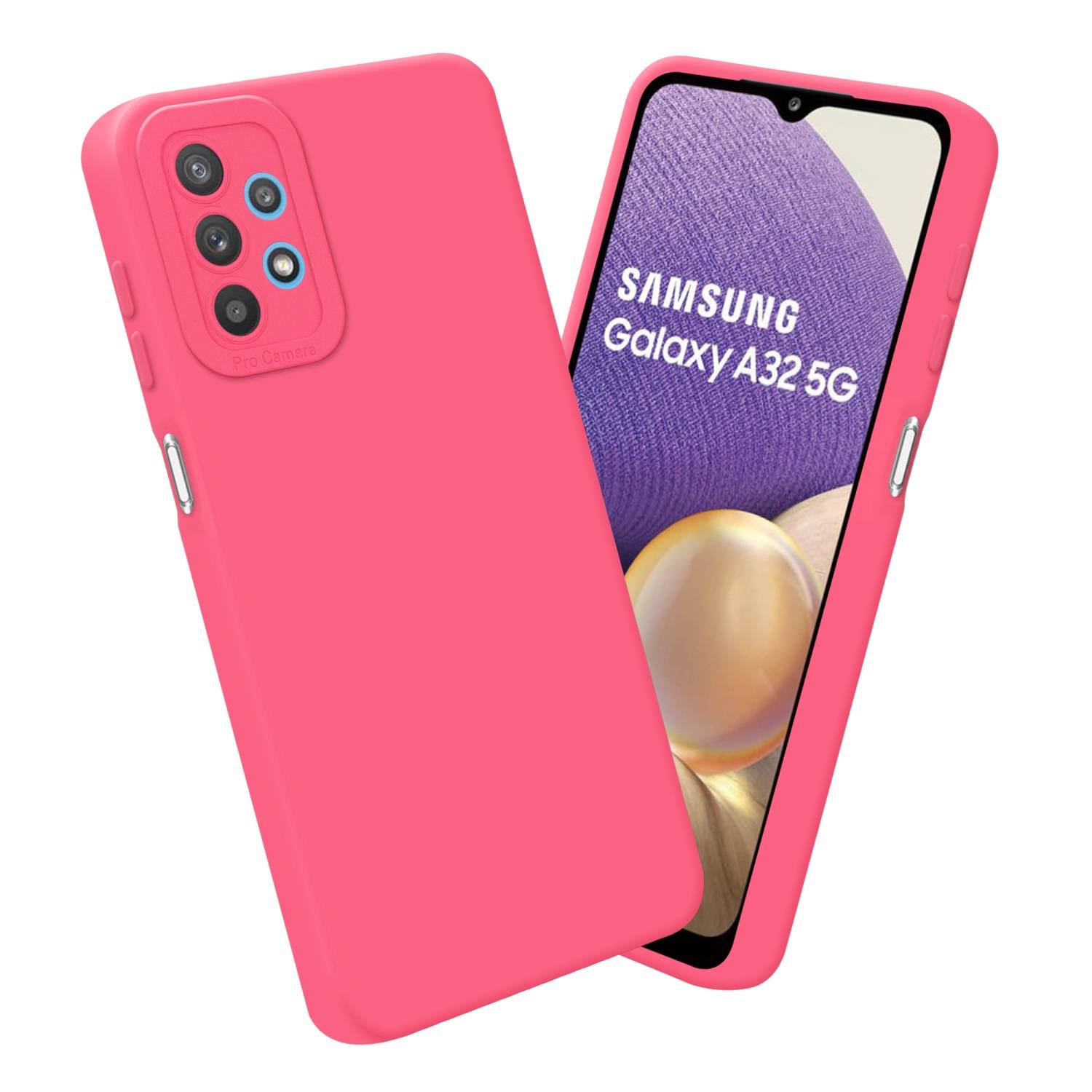 Cadorabo Hülle für Samsung Galaxy A32 5G Schutz Hülle in Rot TPU Silikon Etui Case Handyhülle