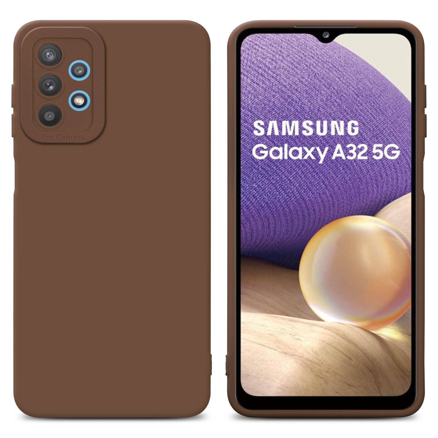 Cadorabo Hülle für Samsung Galaxy A32 5G Schutz Hülle in Braun TPU Silikon Etui Case Handyhülle