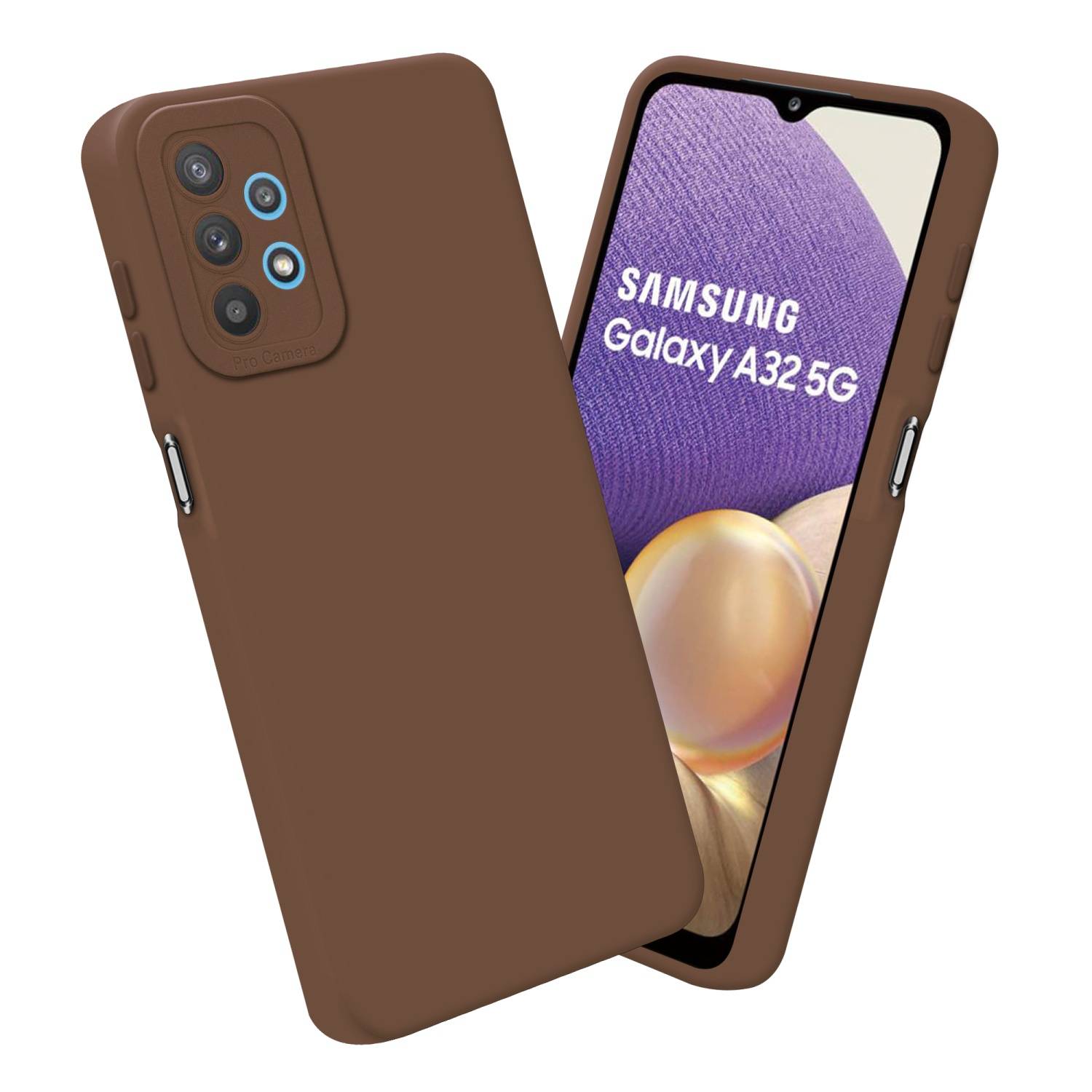 Cadorabo Hülle für Samsung Galaxy A32 5G Schutz Hülle in Braun TPU Silikon Etui Case Handyhülle