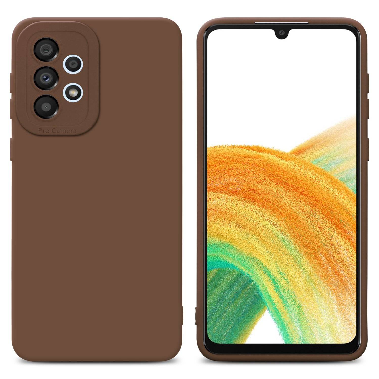 Cadorabo Hülle für Samsung Galaxy A33 5G Schutz Hülle in Braun TPU Silikon Etui Case Handyhülle