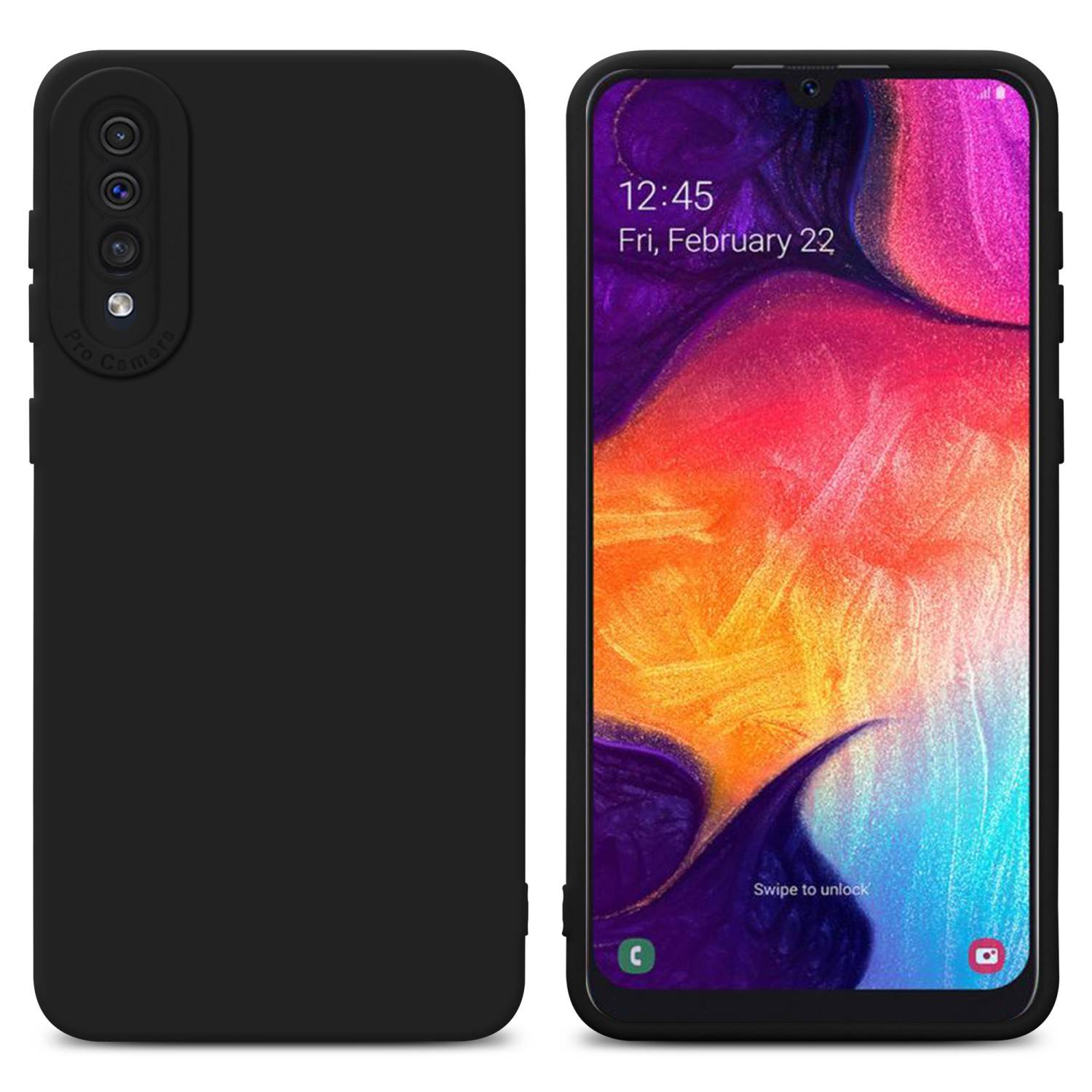 Cadorabo Hülle für Samsung Galaxy A50 4G / A50s / A30s Schutz Hülle in Schwarz TPU Silikon Etui Case Handyhülle