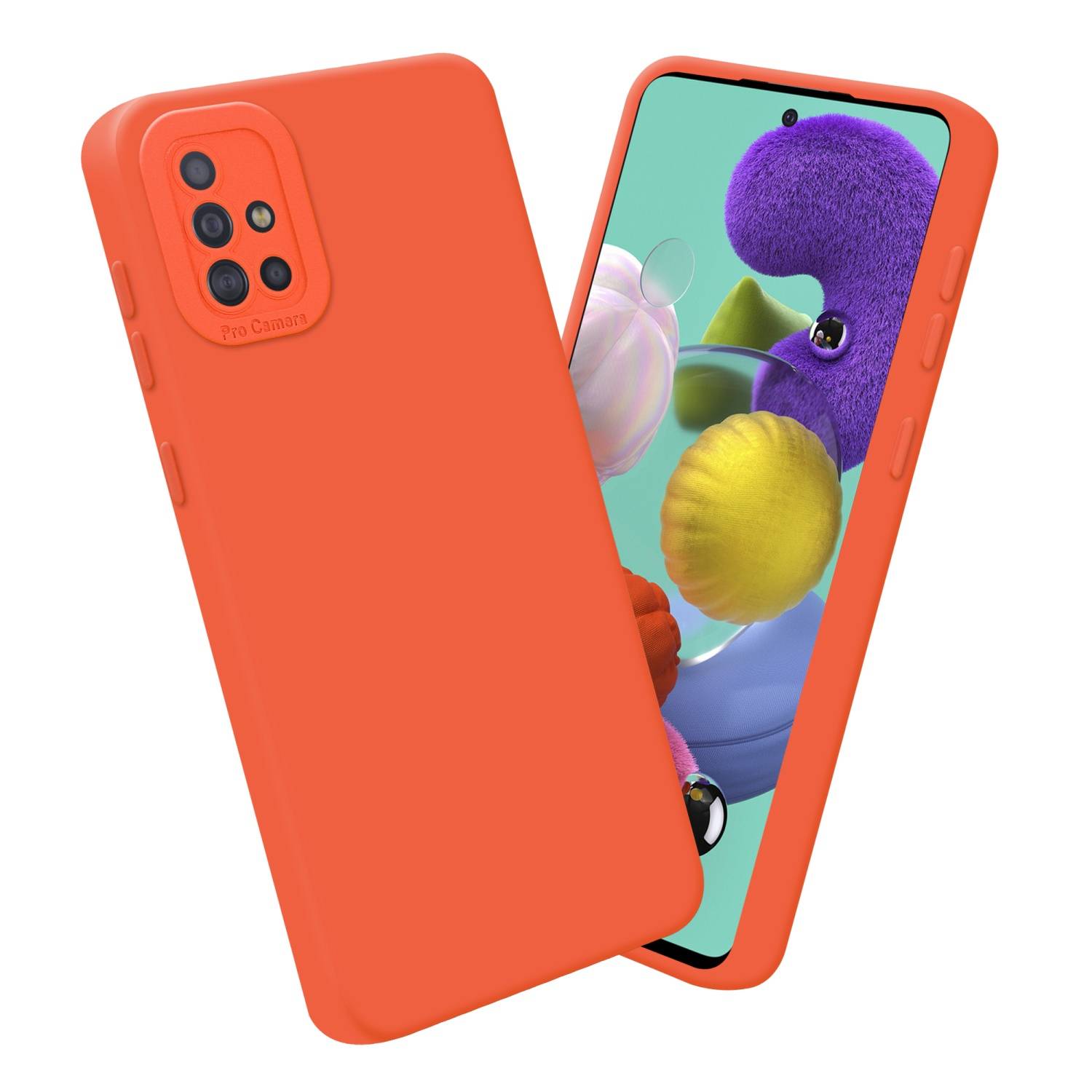 Cadorabo Hülle für Samsung Galaxy A51 4G / M40s Schutz Hülle in Orange TPU Silikon Etui Case Handyhülle