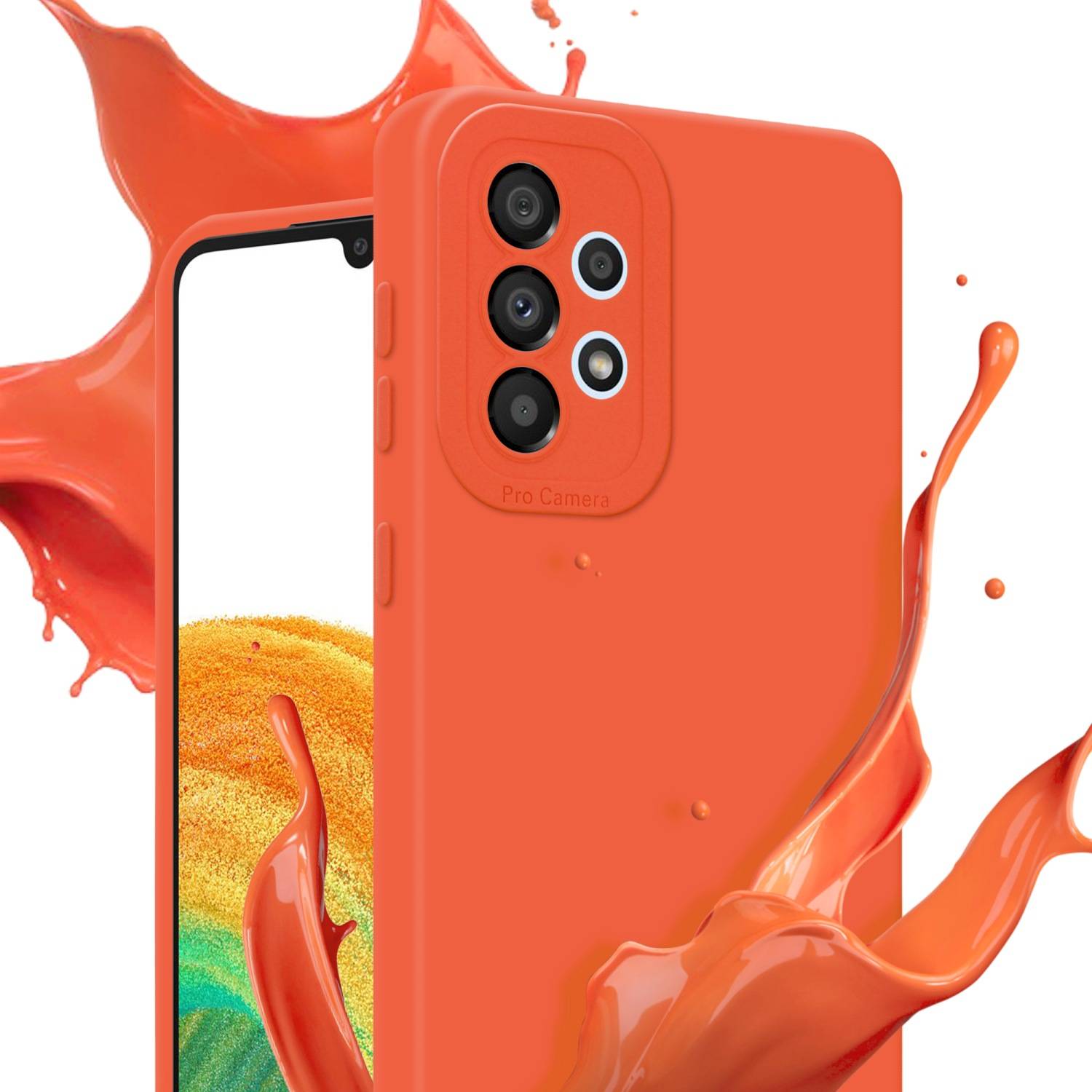 Cadorabo Hülle für Samsung Galaxy A52 (4G / 5G) / A52s Schutz Hülle in Orange TPU Silikon Etui Case Handyhülle