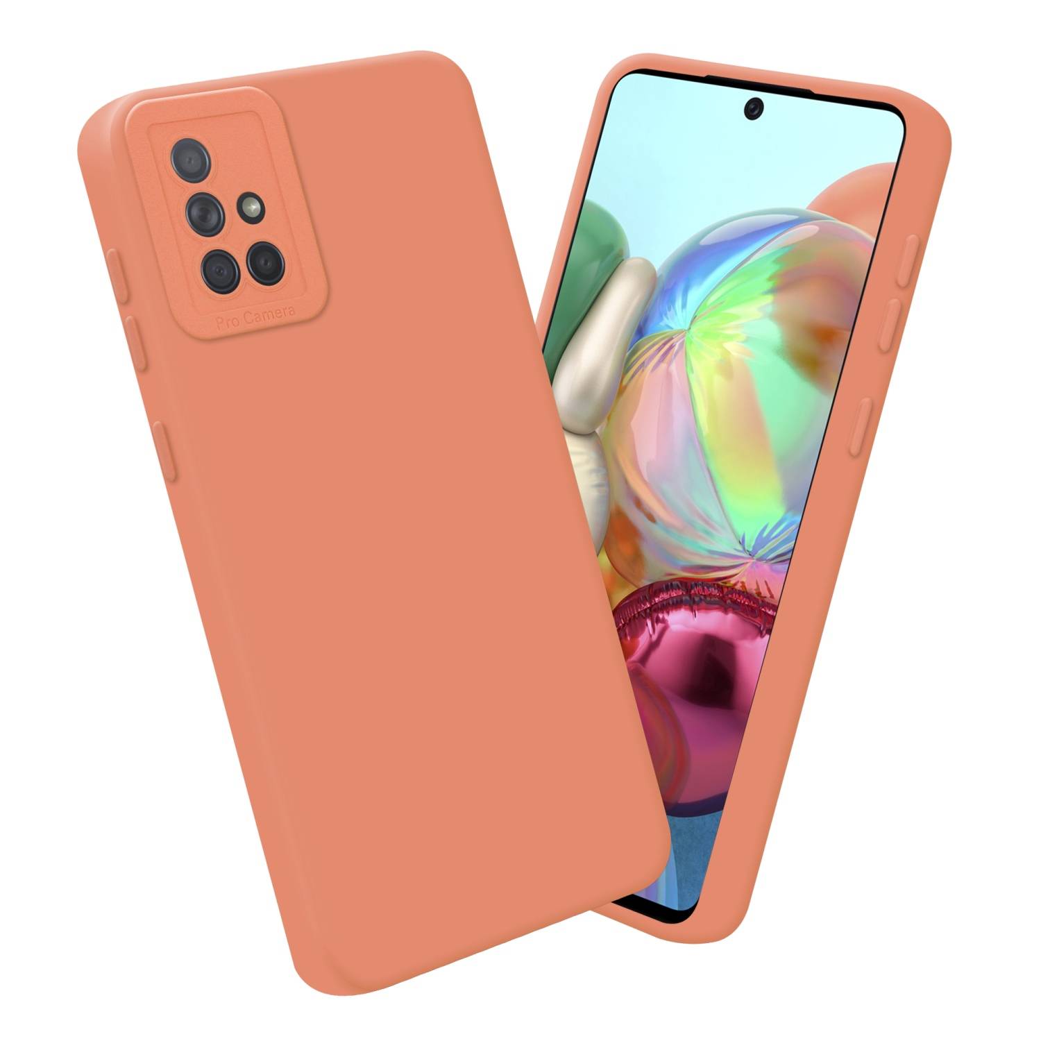 Cadorabo Hülle für Samsung Galaxy A71 4G Schutz Hülle in Orange TPU Silikon Etui Case Handyhülle