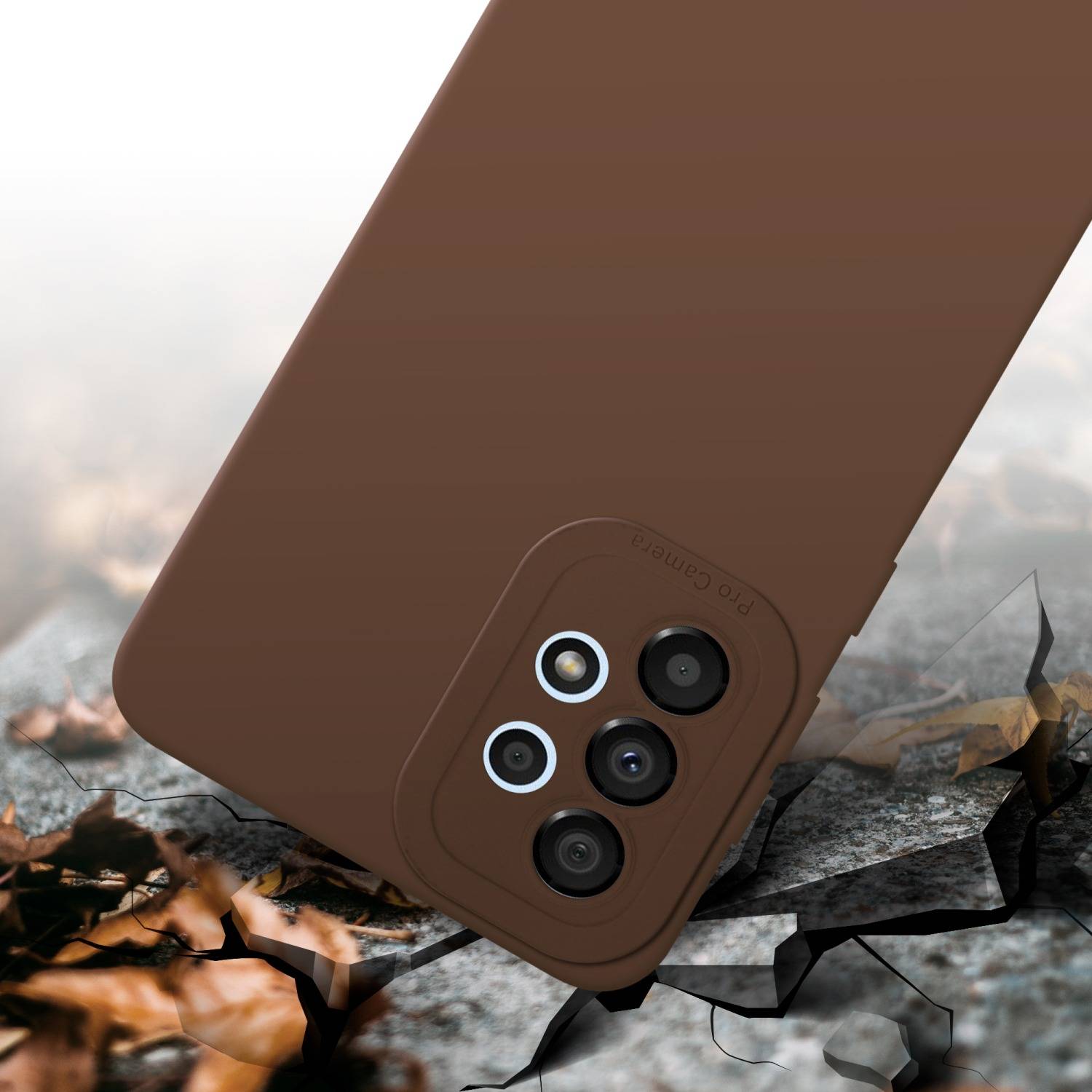 Cadorabo Hülle für Samsung Galaxy A72 4G / 5G Schutz Hülle in Braun TPU Silikon Etui Case Handyhülle