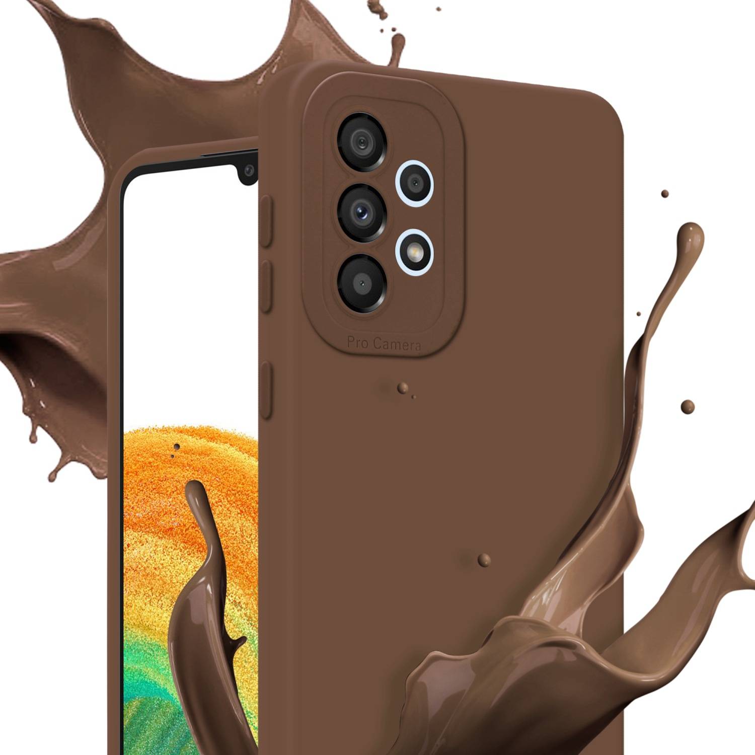 Cadorabo Hülle für Samsung Galaxy A72 4G / 5G Schutz Hülle in Braun TPU Silikon Etui Case Handyhülle