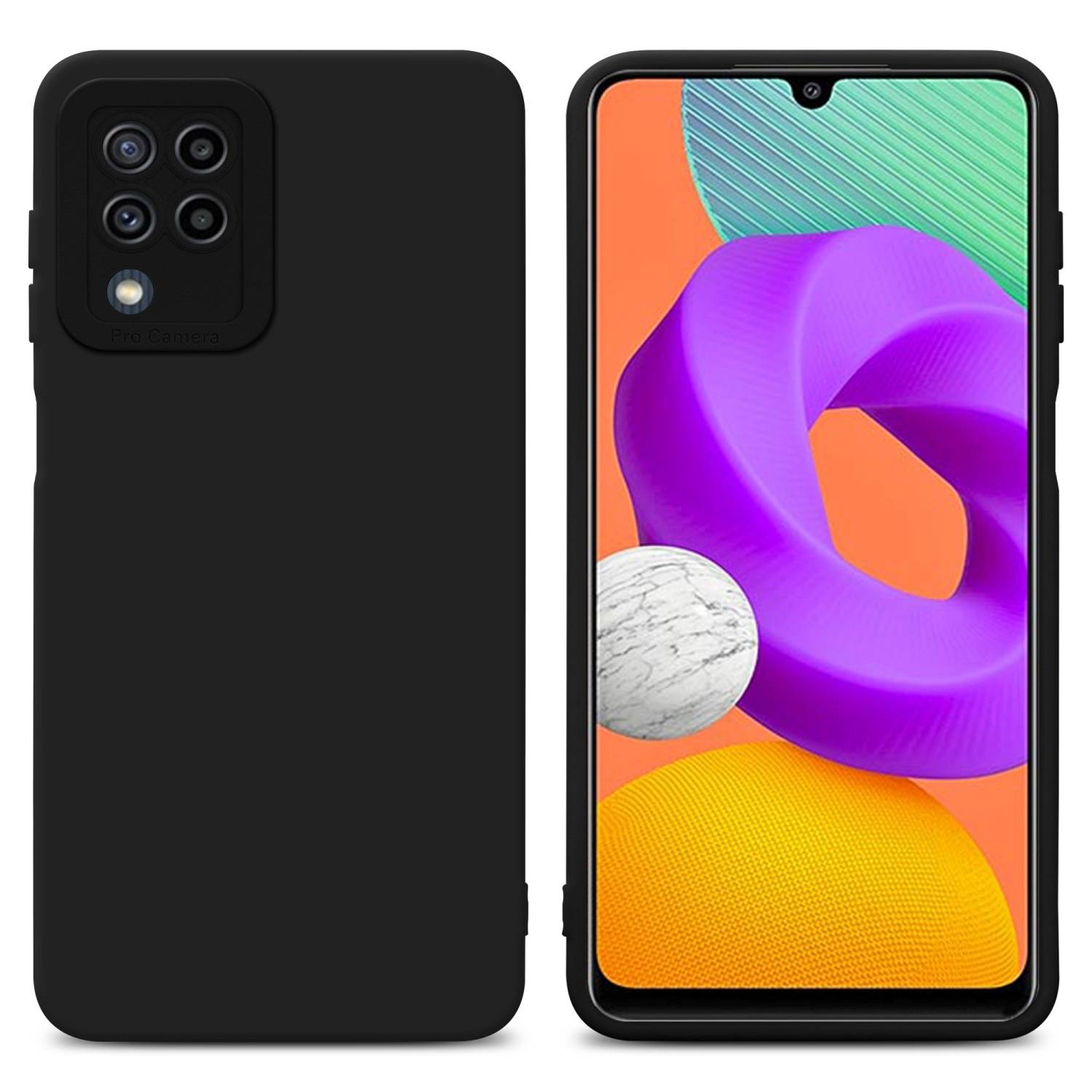 Cadorabo Hülle für Samsung Galaxy M22 / M32 4G Schutz Hülle in Schwarz TPU Silikon Etui Case Handyhülle