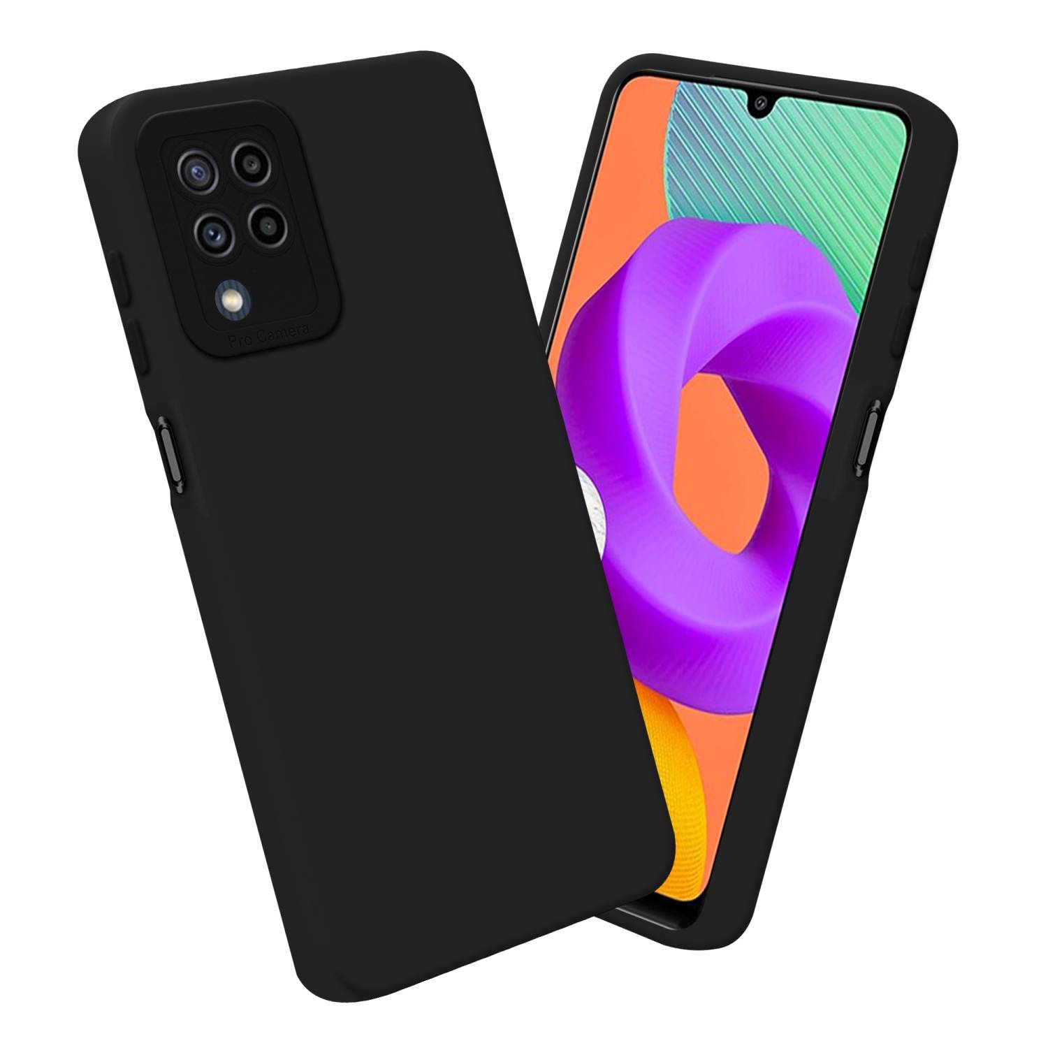 Cadorabo Hülle für Samsung Galaxy M22 / M32 4G Schutz Hülle in Schwarz TPU Silikon Etui Case Handyhülle